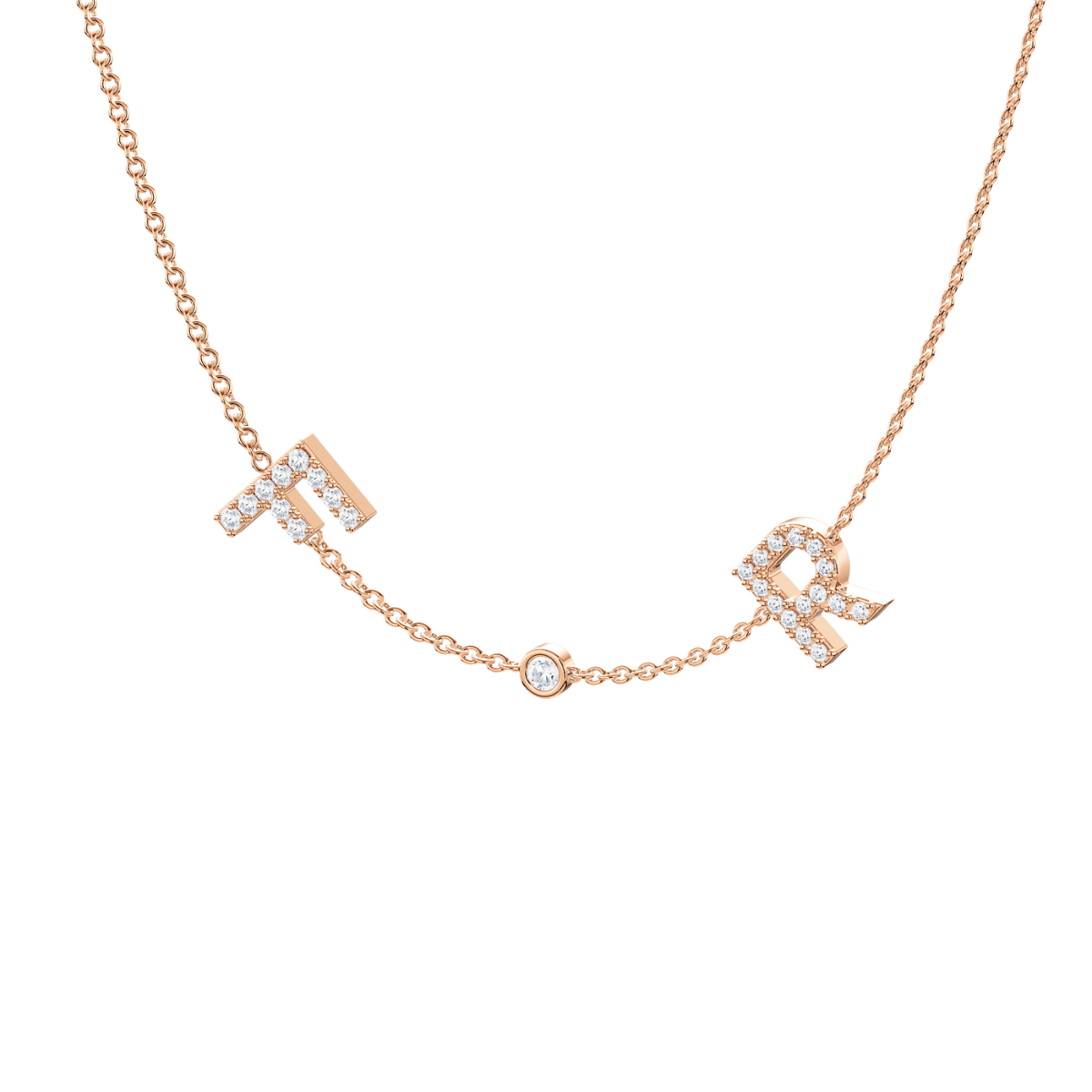 Bezeled Diamond Pavé Initial Customized Necklace