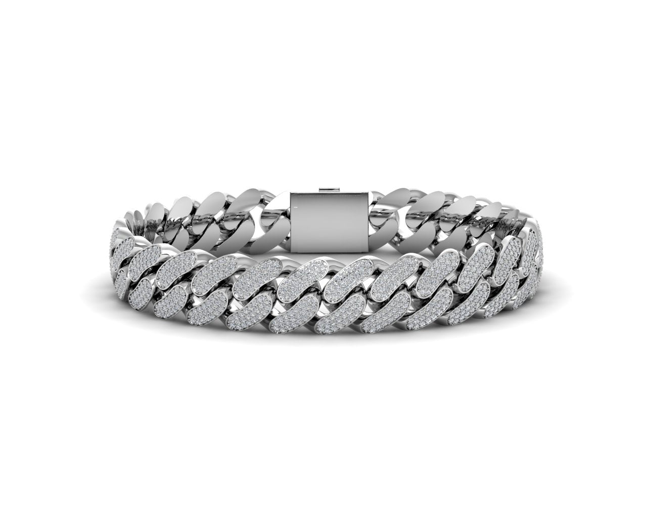 4.43ct Flat Cuban Link Pave Chain Bracelet