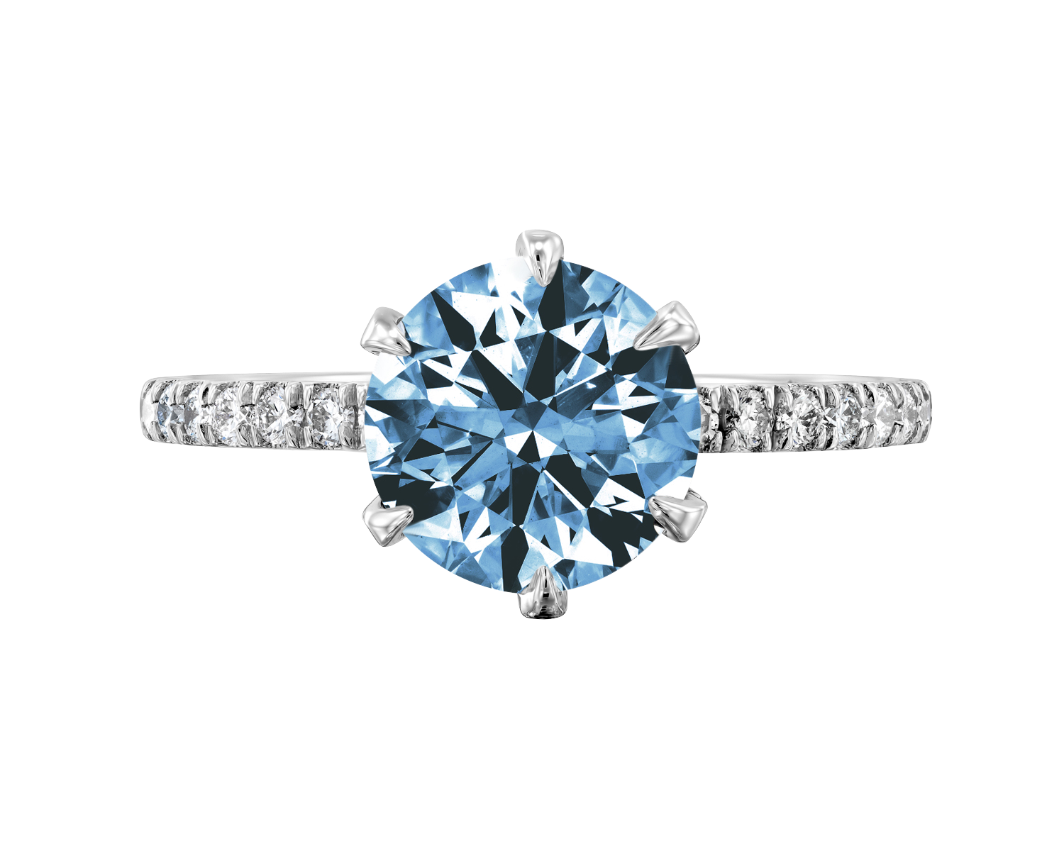 The Acacia - Anillo de compromiso con pavé de diamantes azules