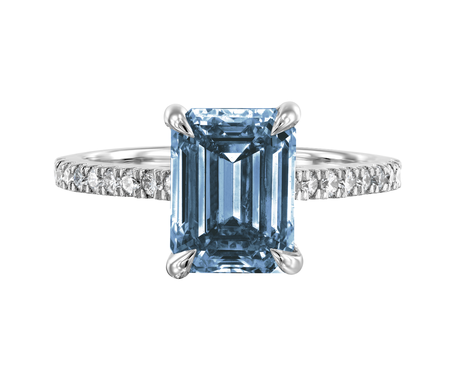 The Cypress - Anillo de compromiso tipo catedral con pavé de diamantes azules