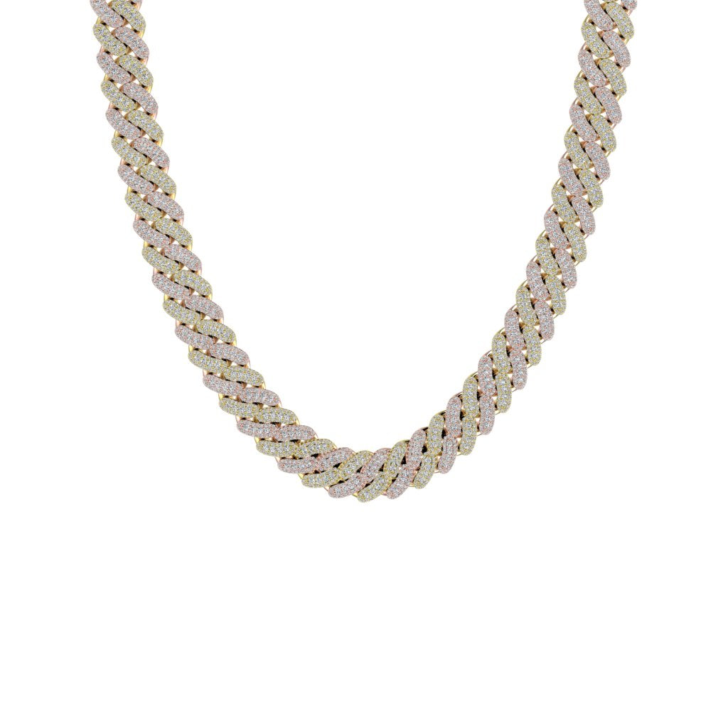 Two-Tone Classic Cuban Link Pave Chain Necklace
