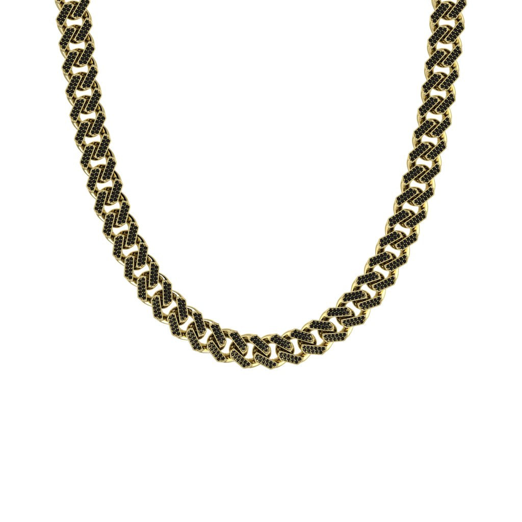 8.47 Carat Curb Link Black Diamond Pave Chain Necklace
