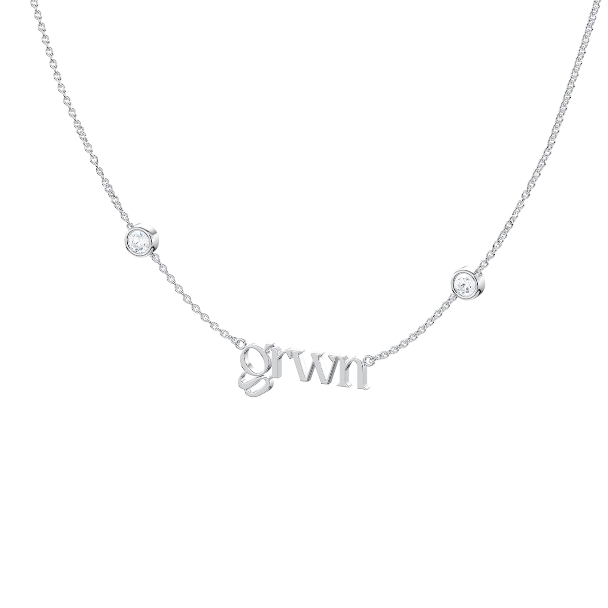 Bezeled Diamond Customized Name Plate Necklace