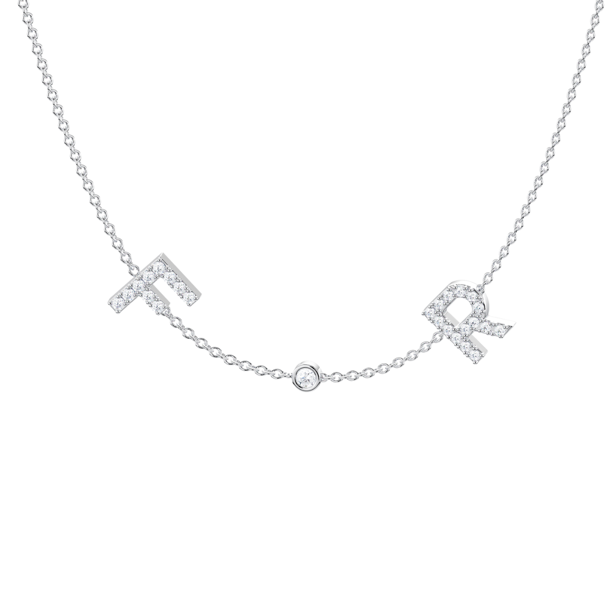 Amor - Collar de diamantes con iniciales personalizadas