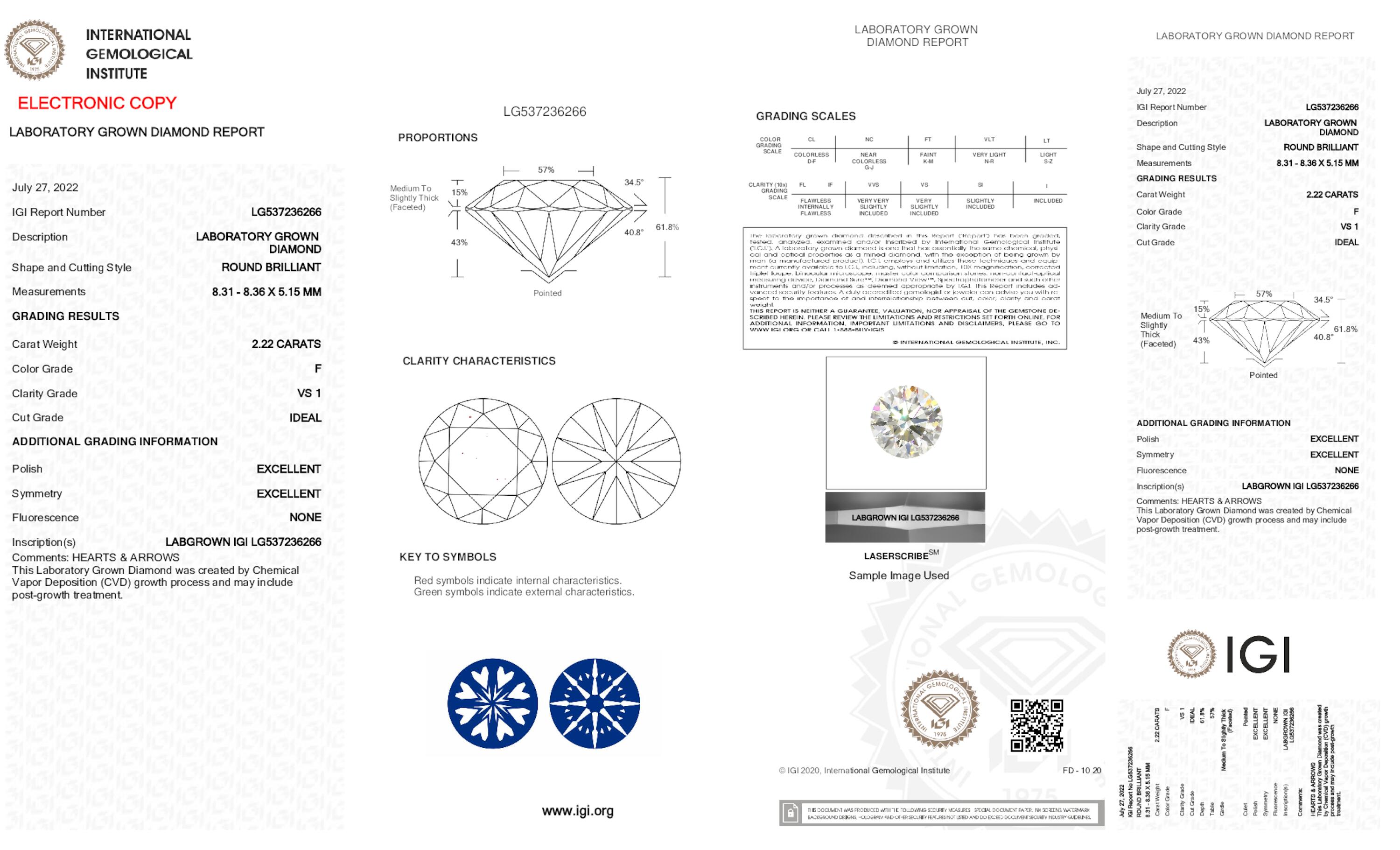 2.22 ct F VS1 Round cut Diamond