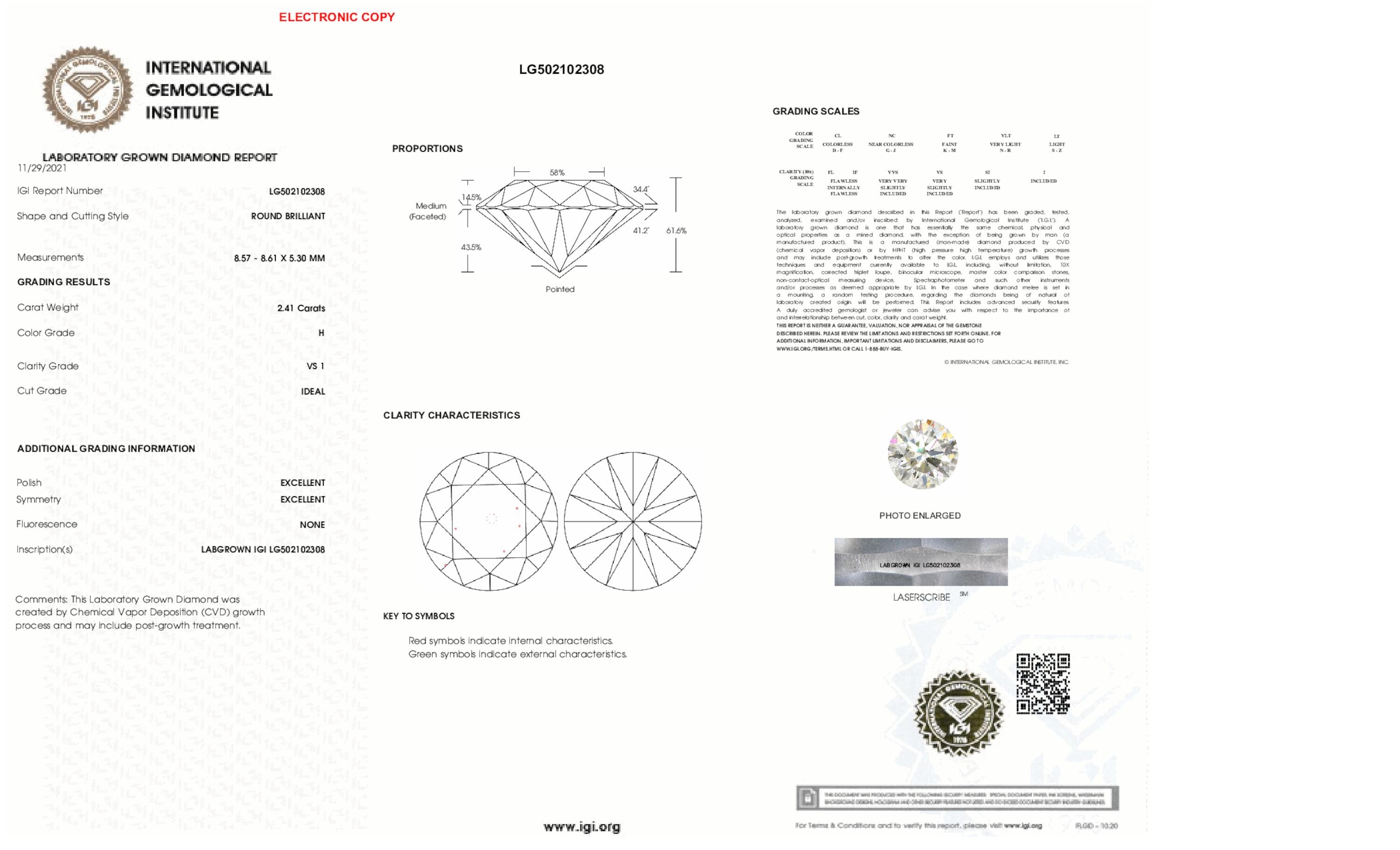 2.41 ct H VS1 Round cut Diamond