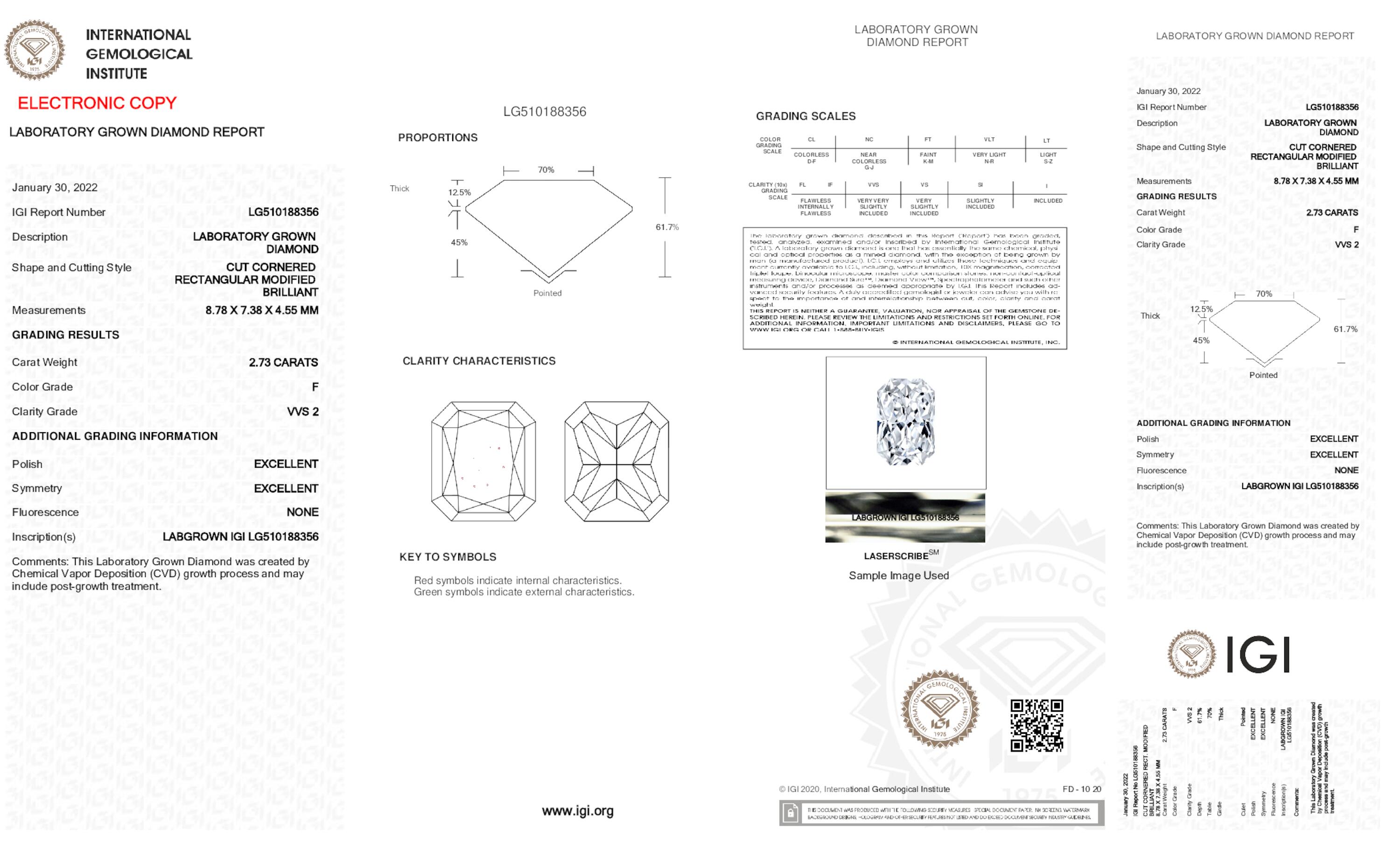 2.73 ct F VVS2 Radiant cut Diamond