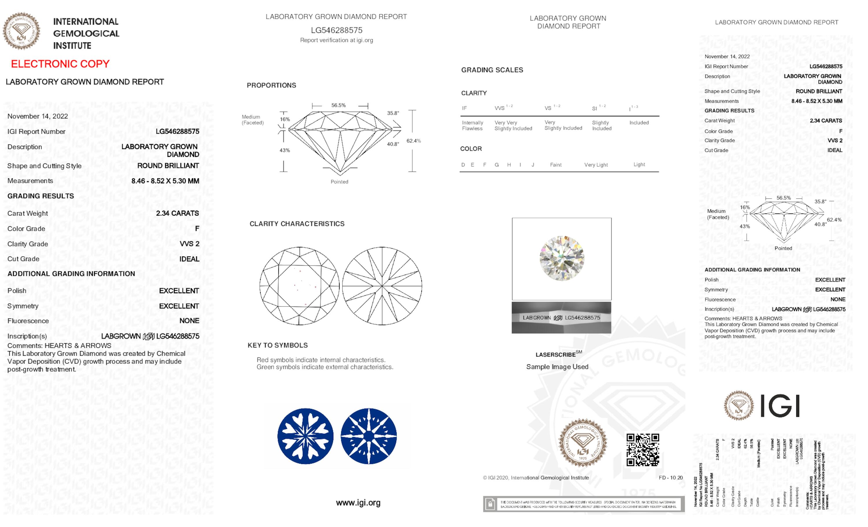 2.34 ct F VVS2 Round cut Diamond