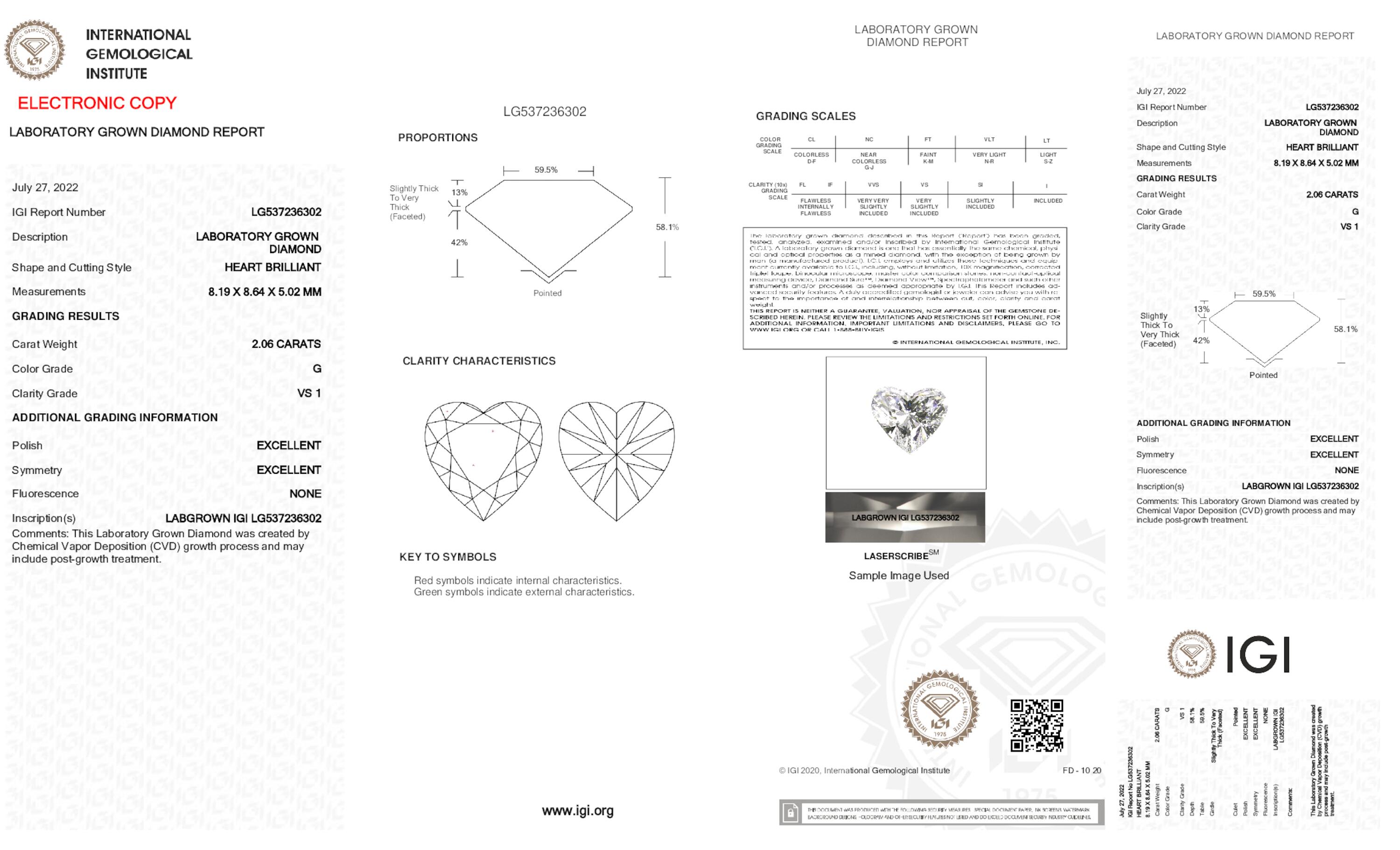 2.06 ct G VS1 Heart cut Diamond