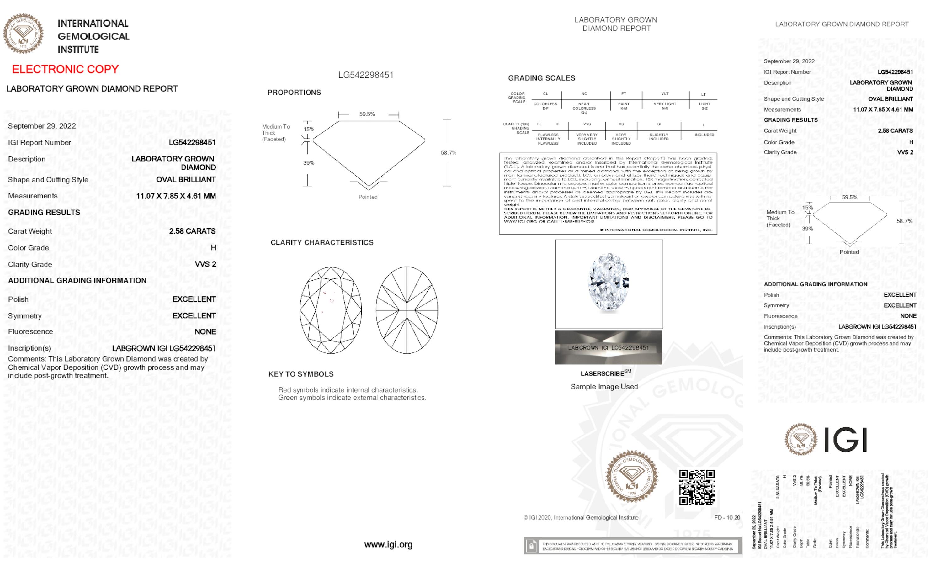 2.58 ct H VVS2 Oval cut Diamond