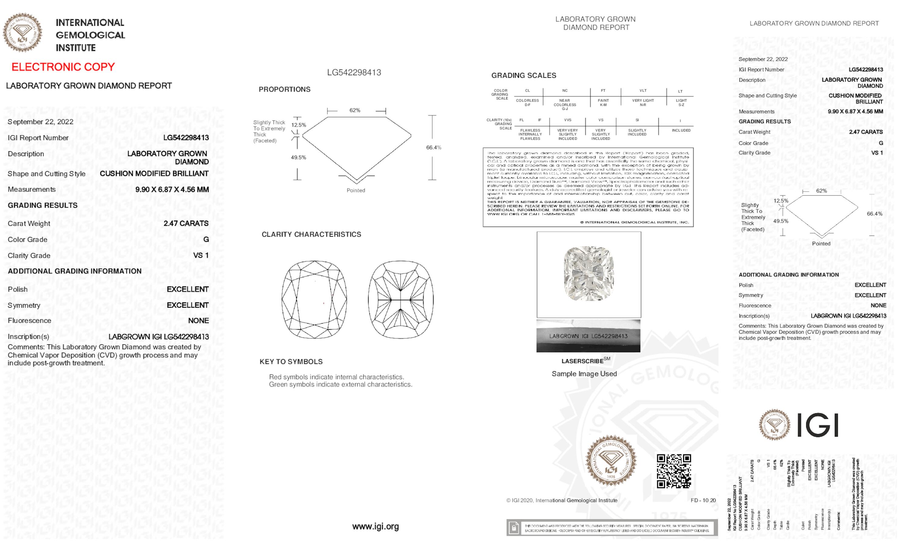 2.47 ct G VS1 Cushion cut Diamond