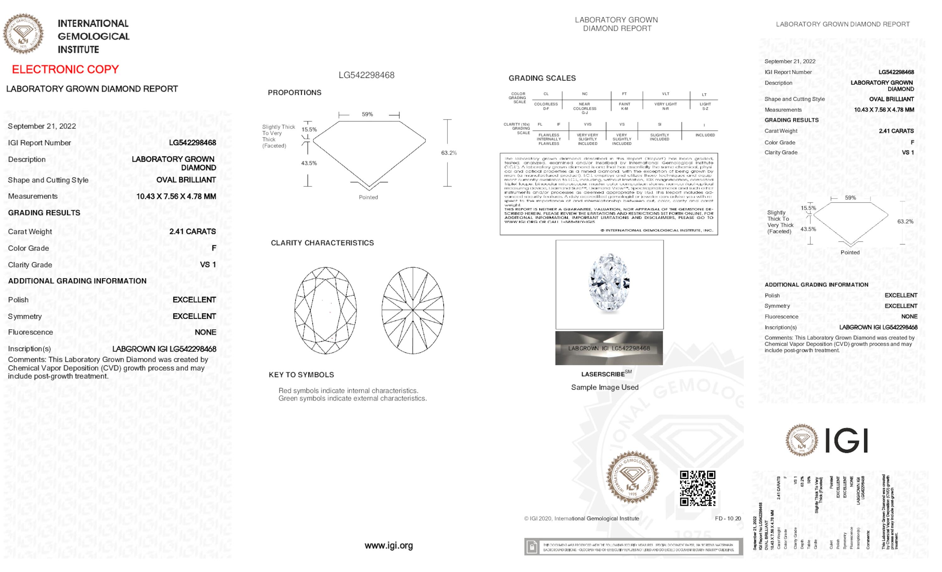 2.41 ct F VS1 Oval cut Diamond