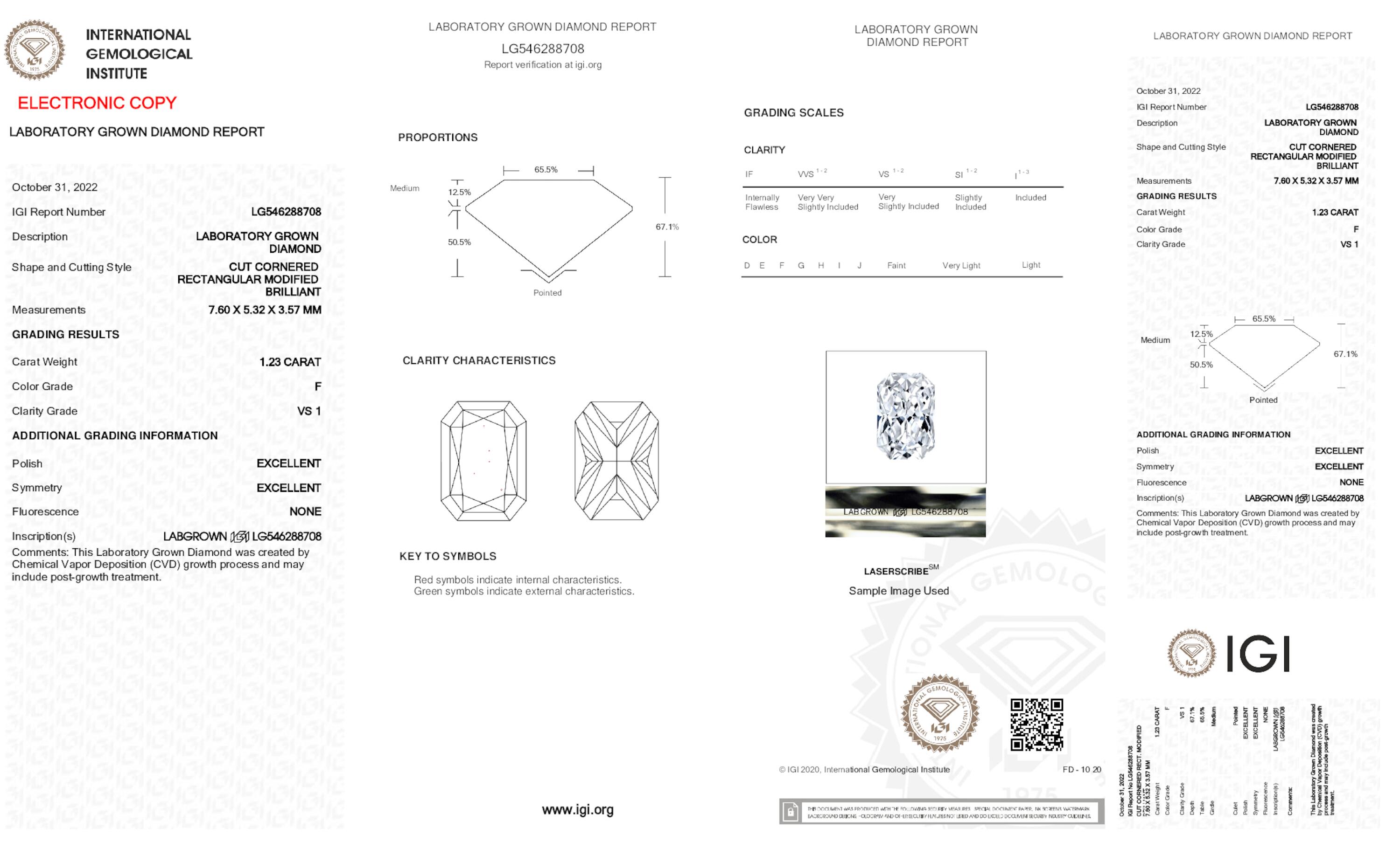 1.23 ct F VS1 Radiant cut Diamond