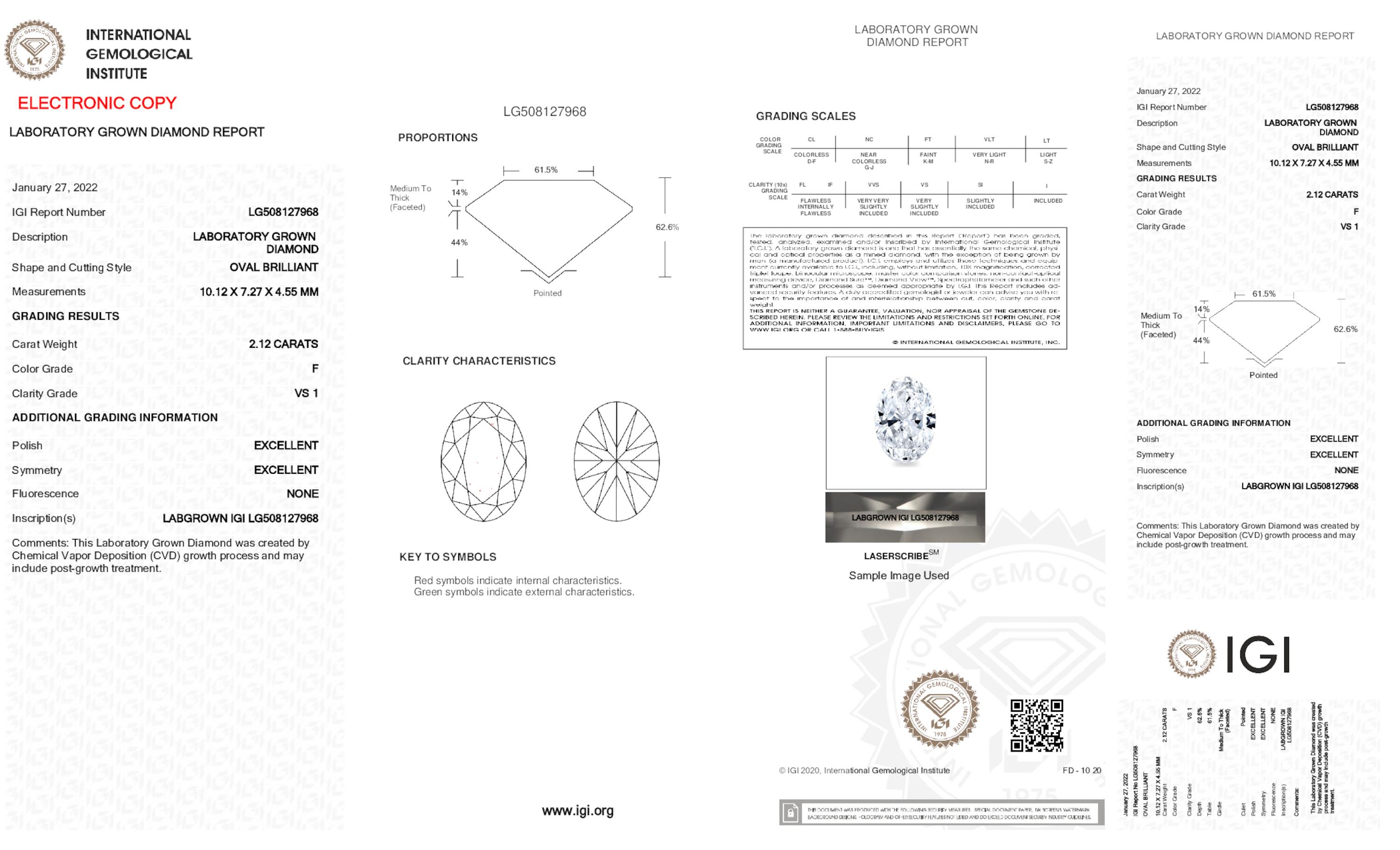 2.12 ct F VS1 Oval cut Diamond