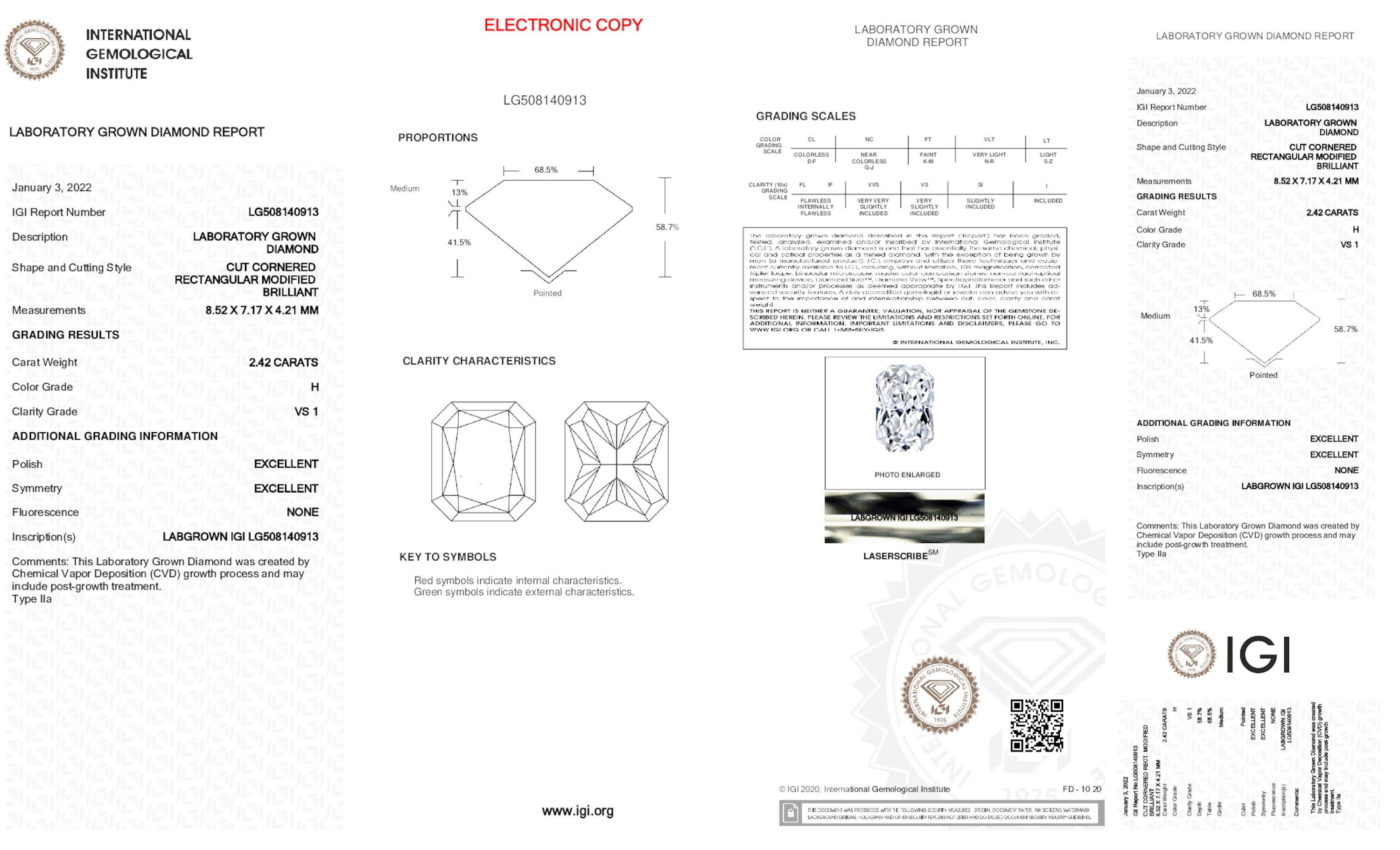 2.42 ct H VS1 Radiant cut Diamond