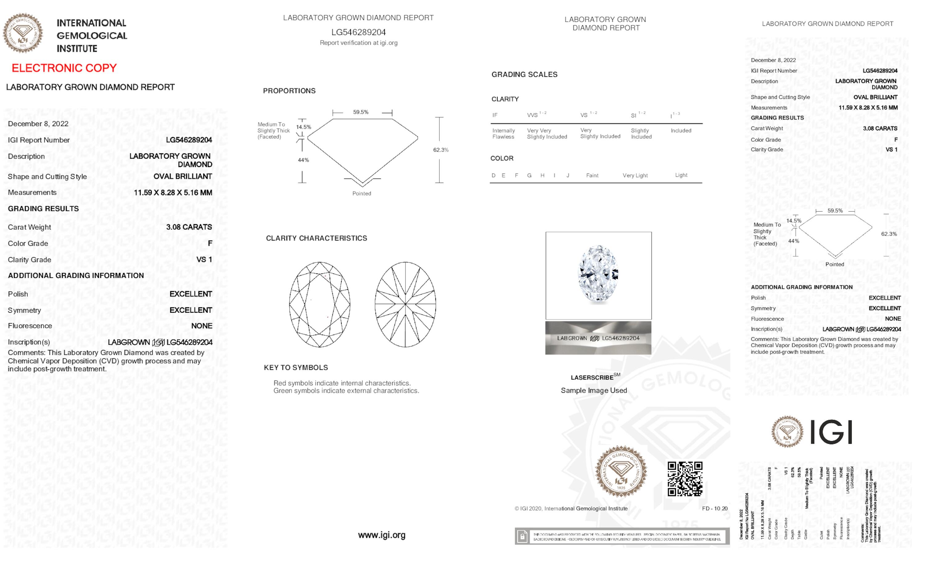 3.08 ct F VS1 Oval cut Diamond