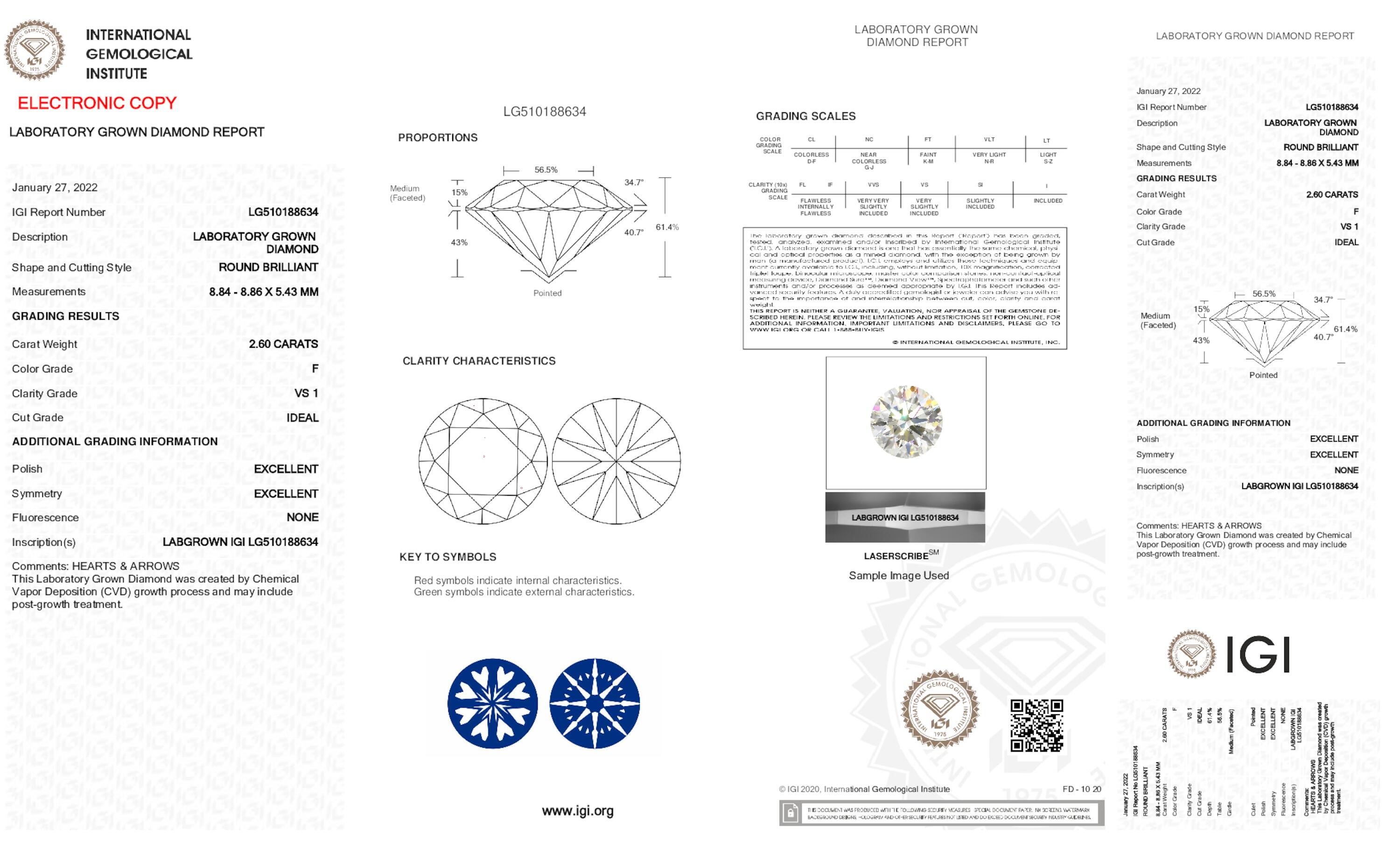 2.60 ct F VS1 Round cut Diamond