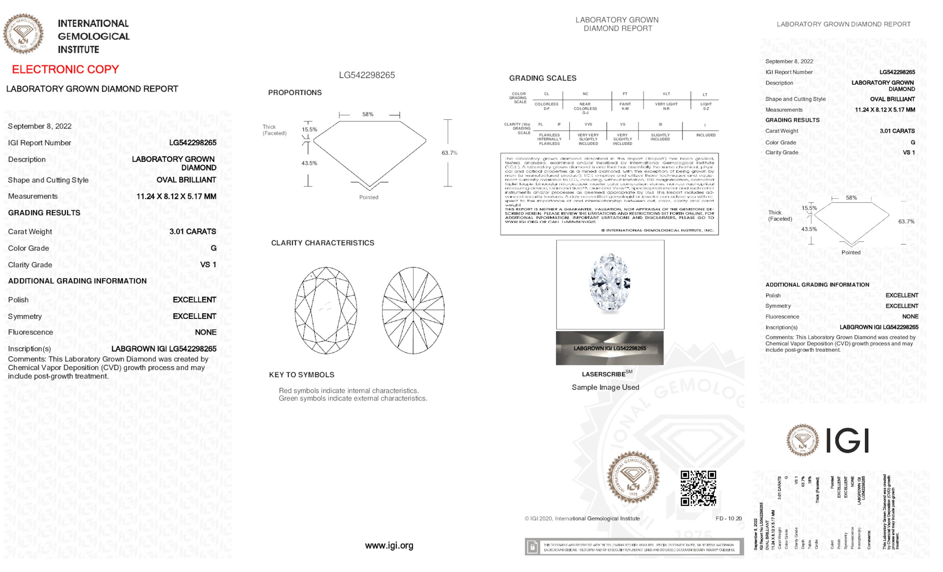 Diamante talla ovalada G VS1 de 3,01 ct 