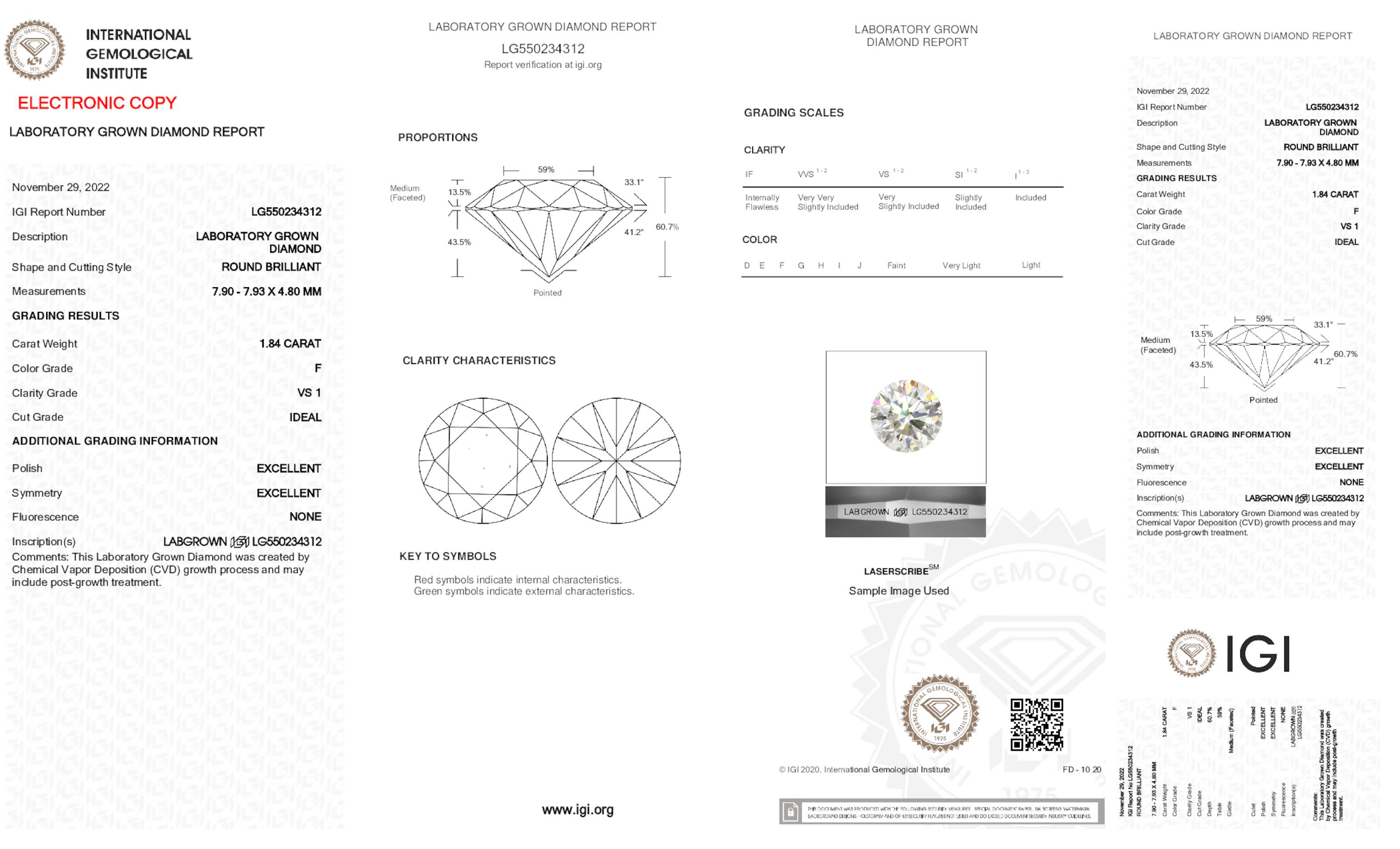 1.84 ct F VS1 Round cut Diamond