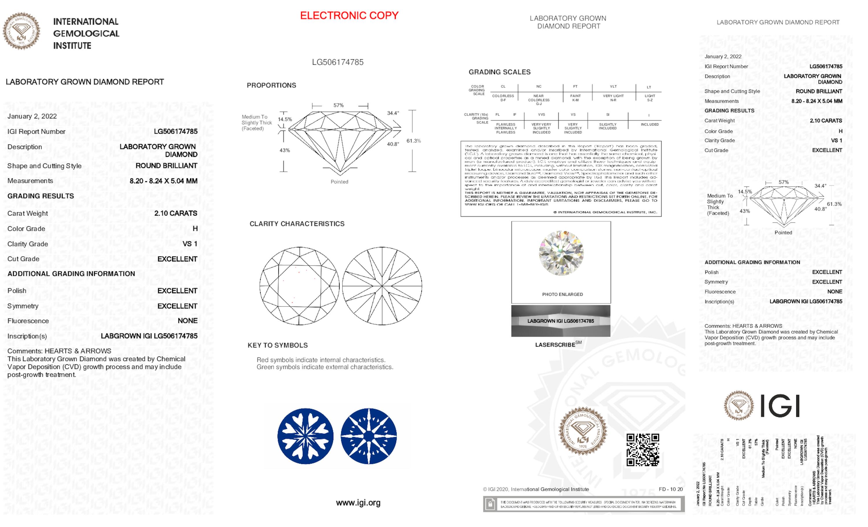 2.10 ct H VS1 Round cut Diamond