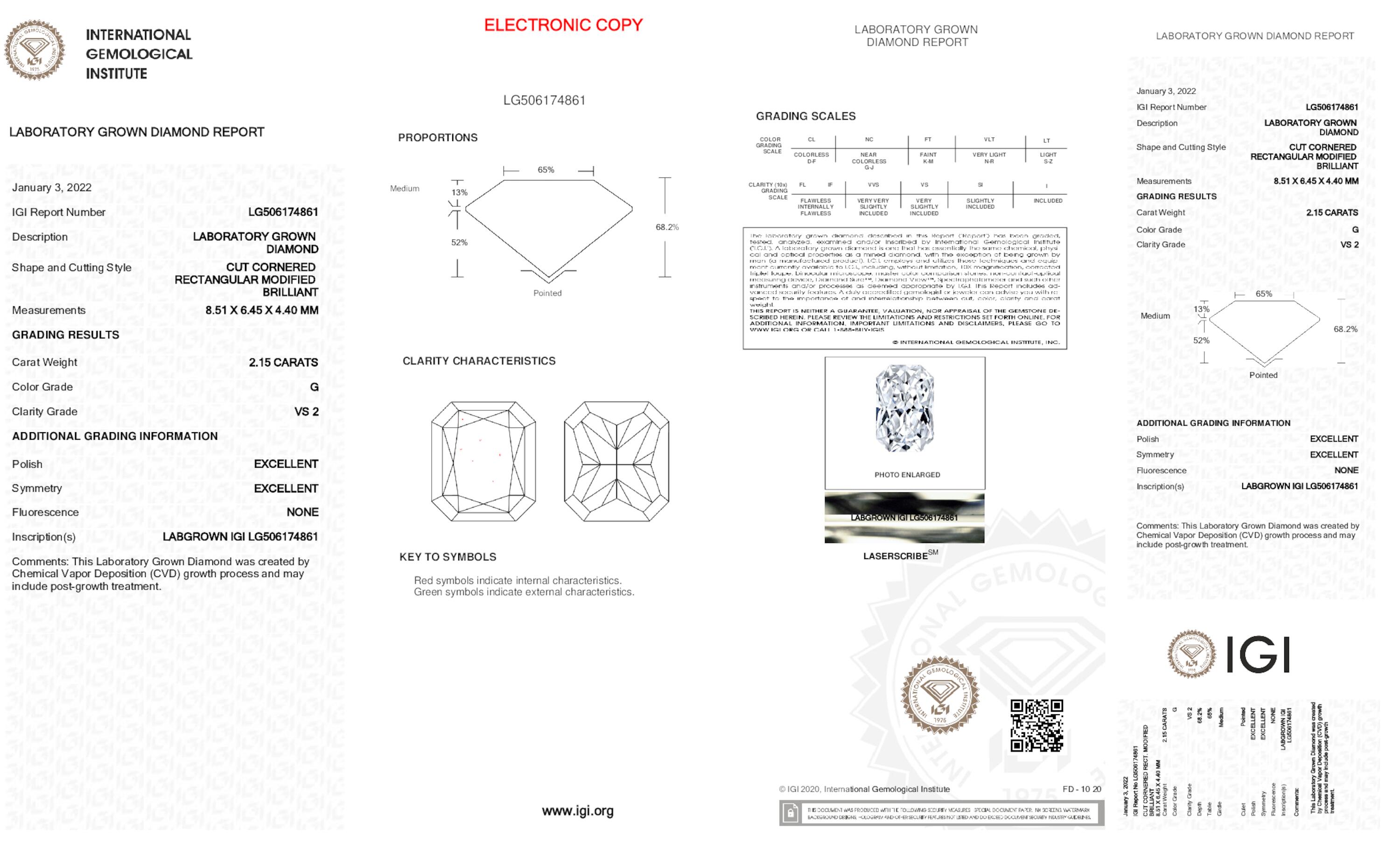 2.15 ct G VS2 Radiant cut Diamond