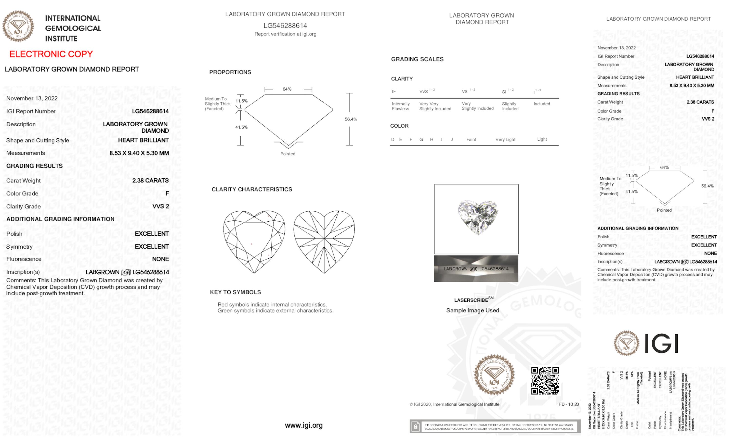 2.38 ct F VVS2 Heart cut Diamond