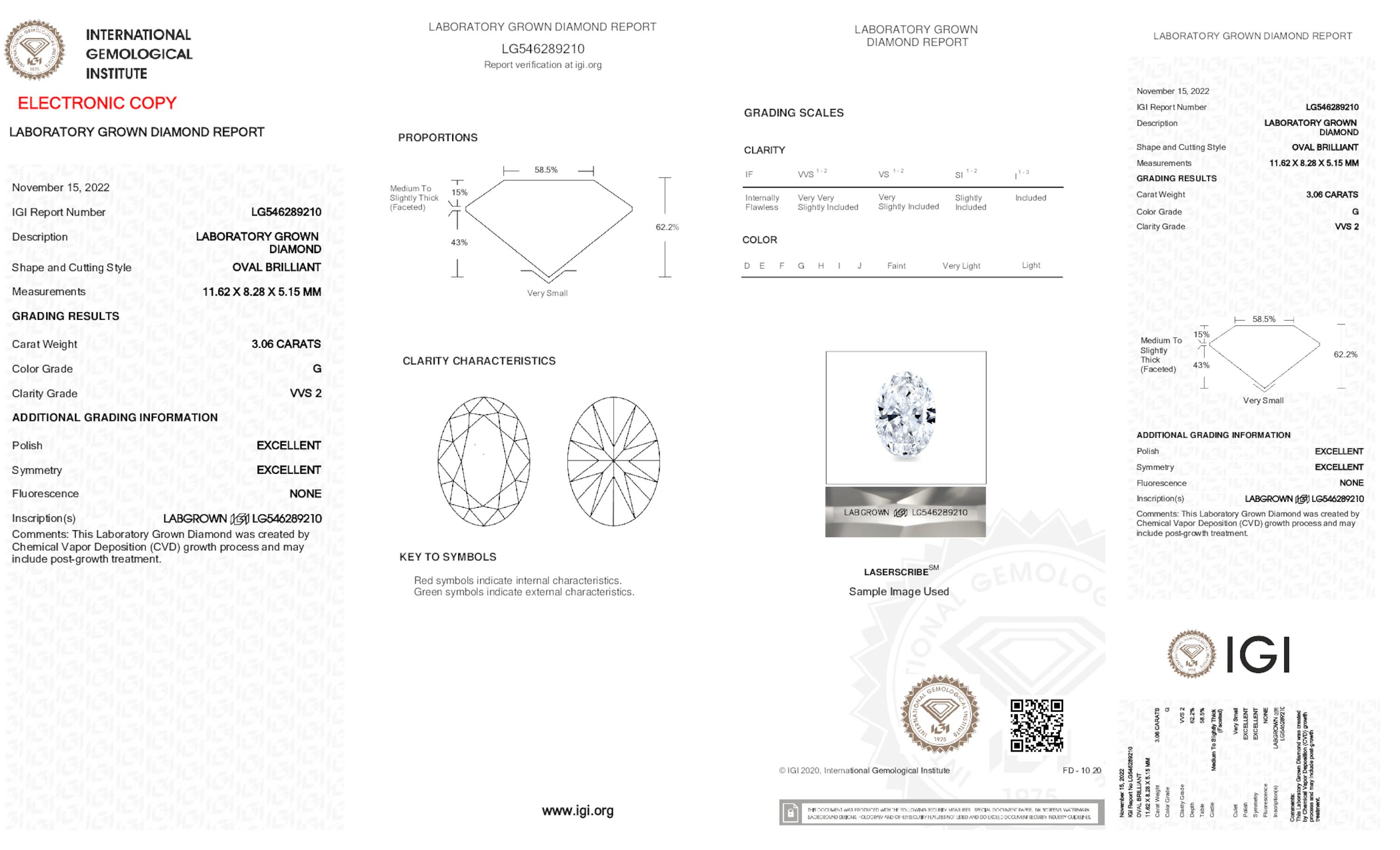 3.06 ct G VVS2 Oval cut Diamond