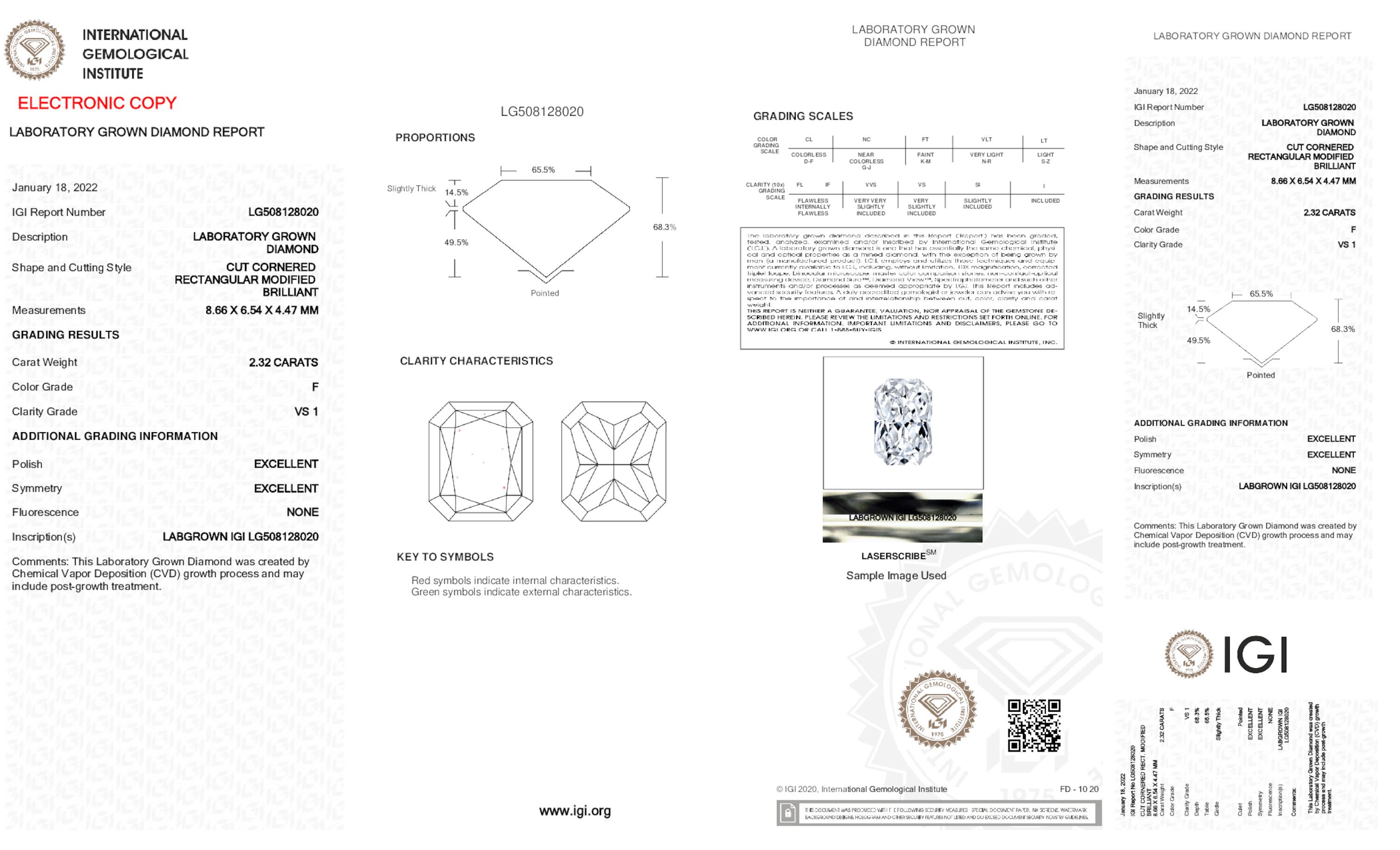 2.32 ct F VS1 Radiant cut Diamond