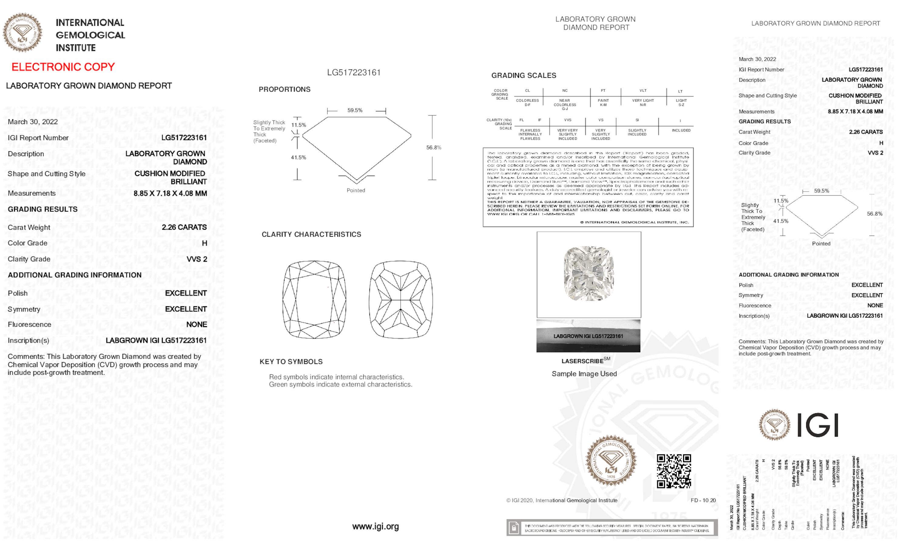 2.26 ct H VVS2 Cushion cut Diamond