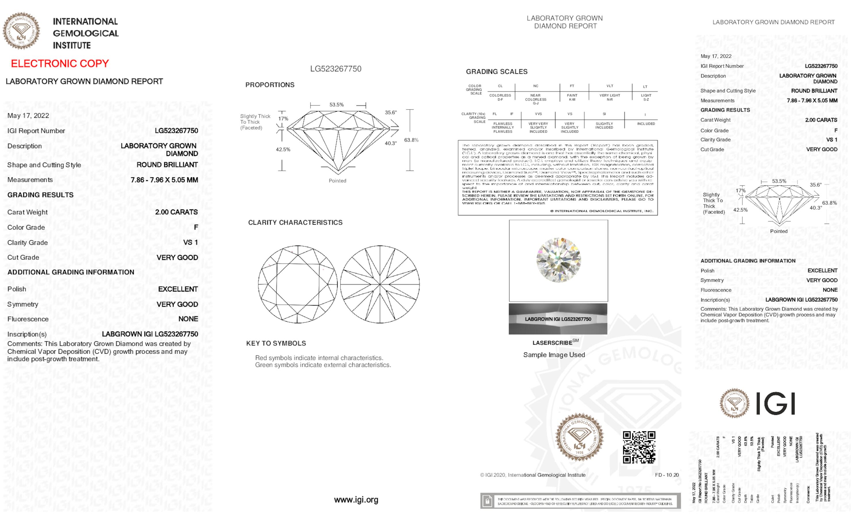 2 ct F VS1 Round cut Diamond