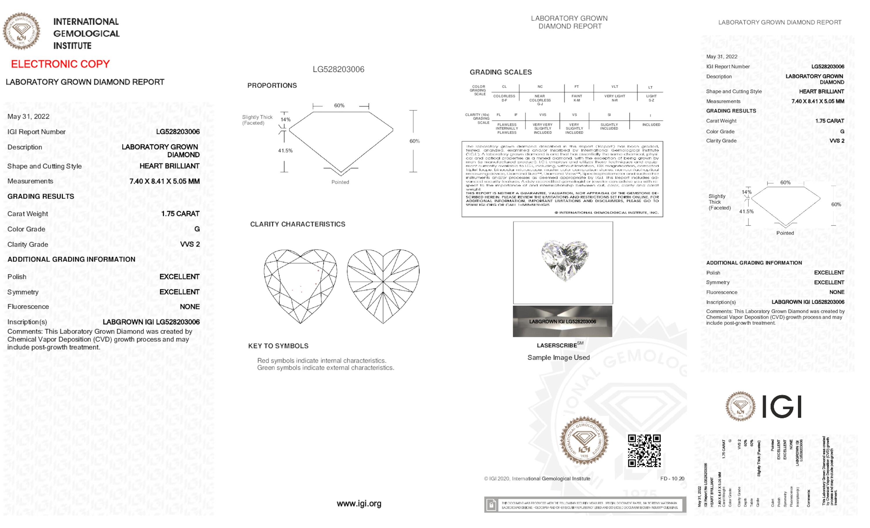 1.75 ct G VVS2 Heart cut Diamond