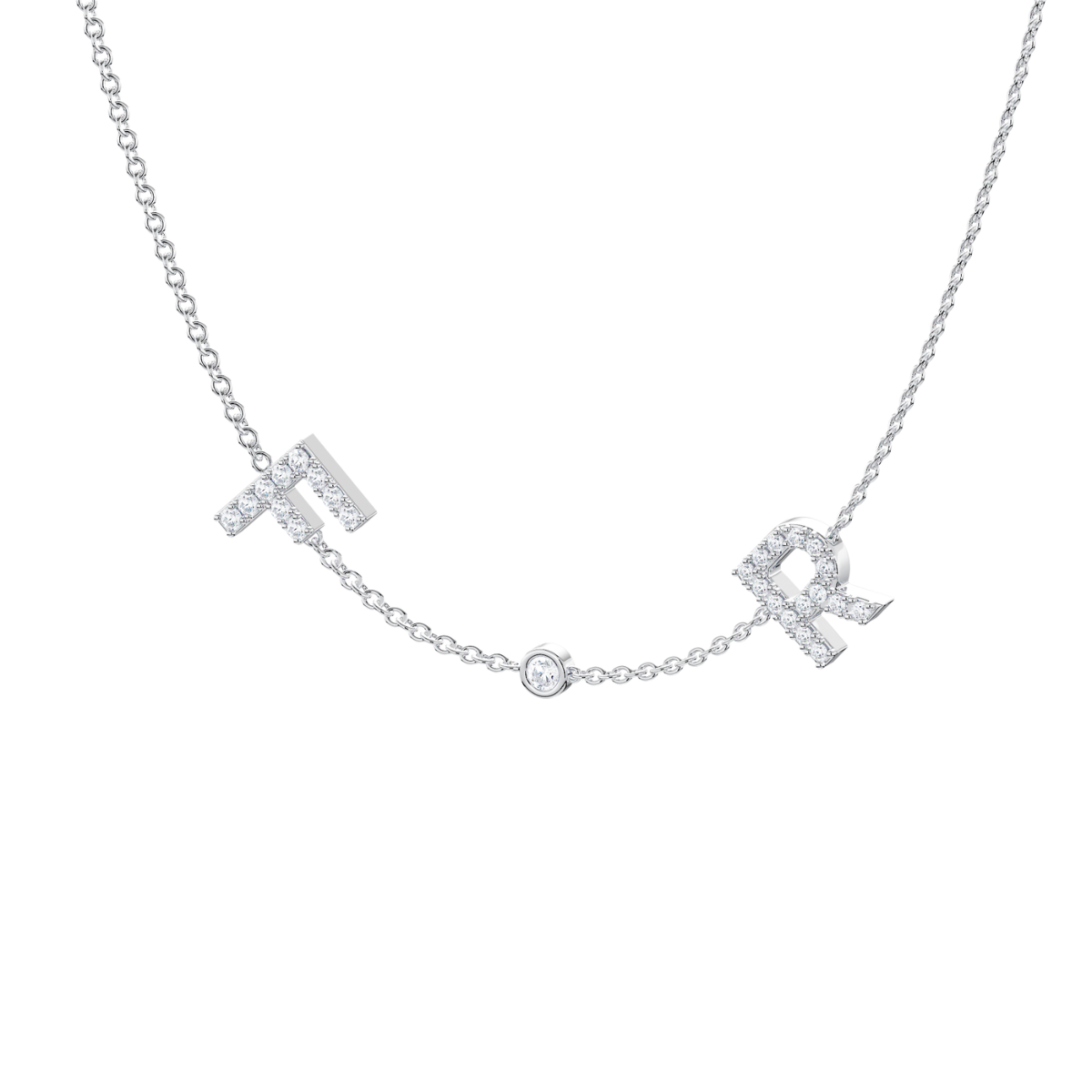 Amor - Collar de diamantes con iniciales personalizadas