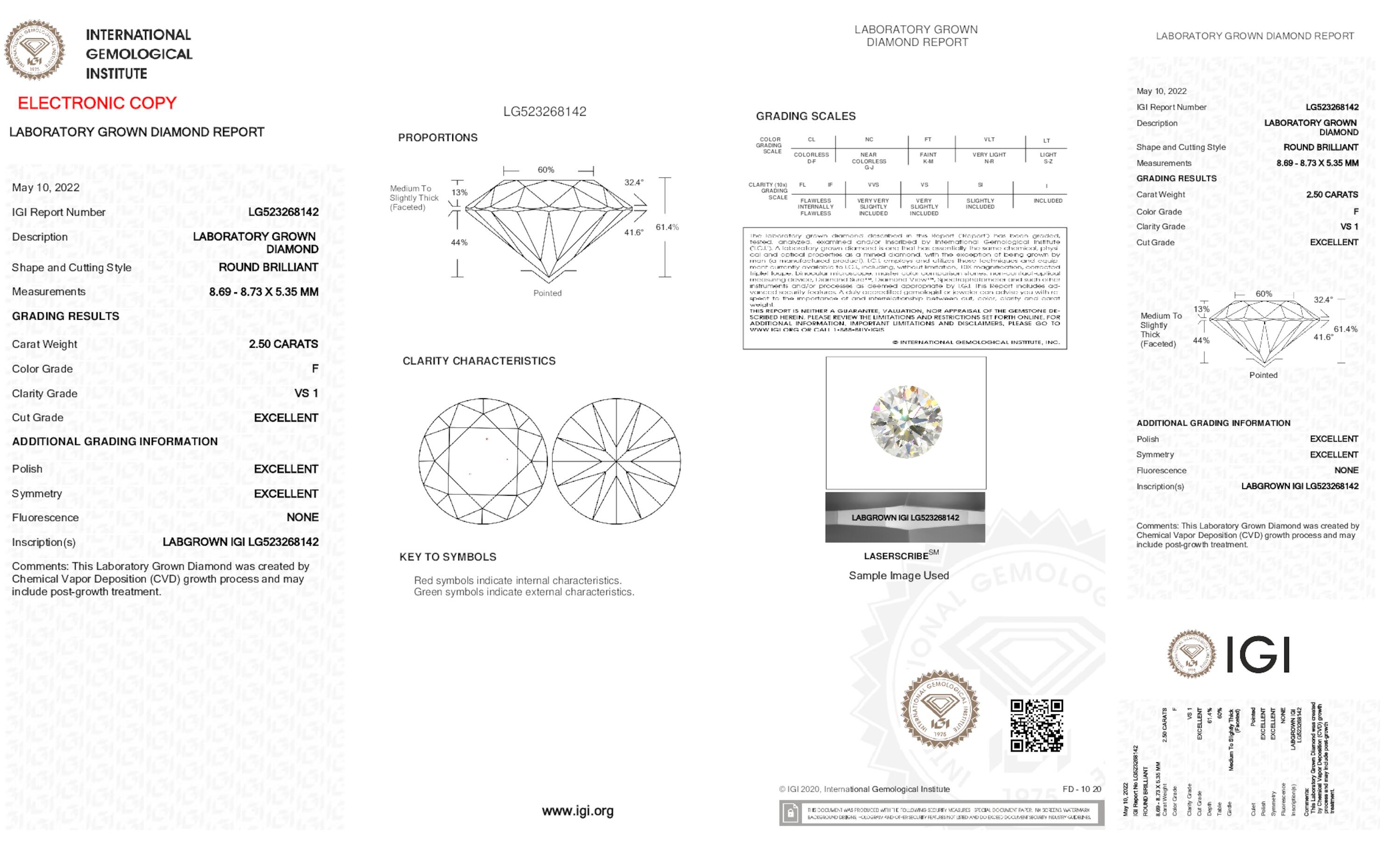 2.50 ct F VS1 Round cut Diamond