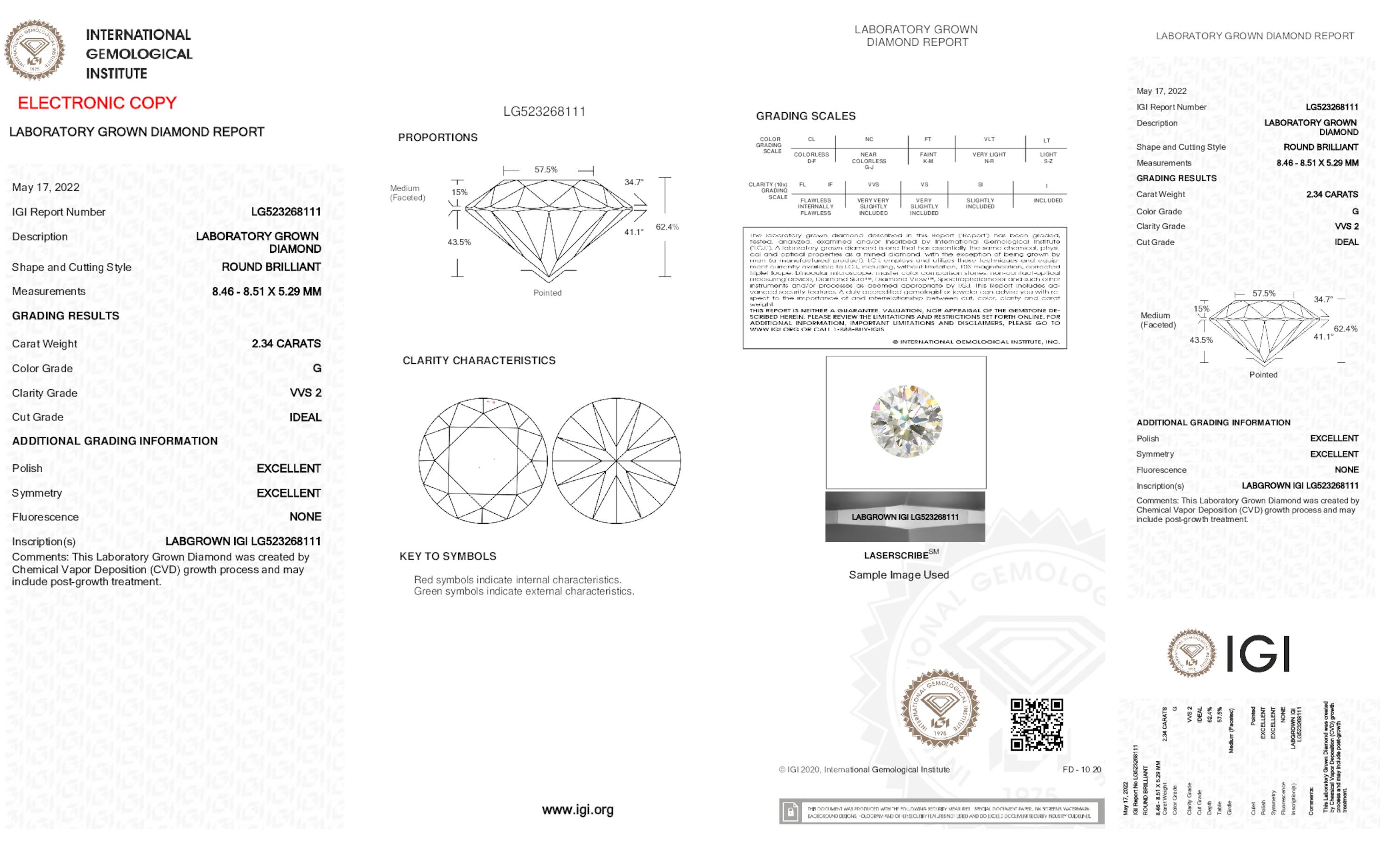 2.34 ct G VVS2 Round cut Diamond