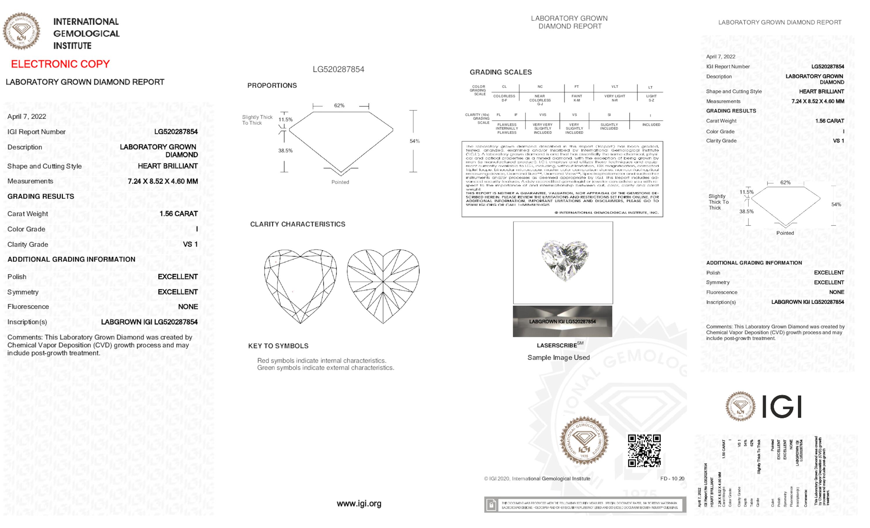 1.56 ct I VS1 Heart cut Diamond