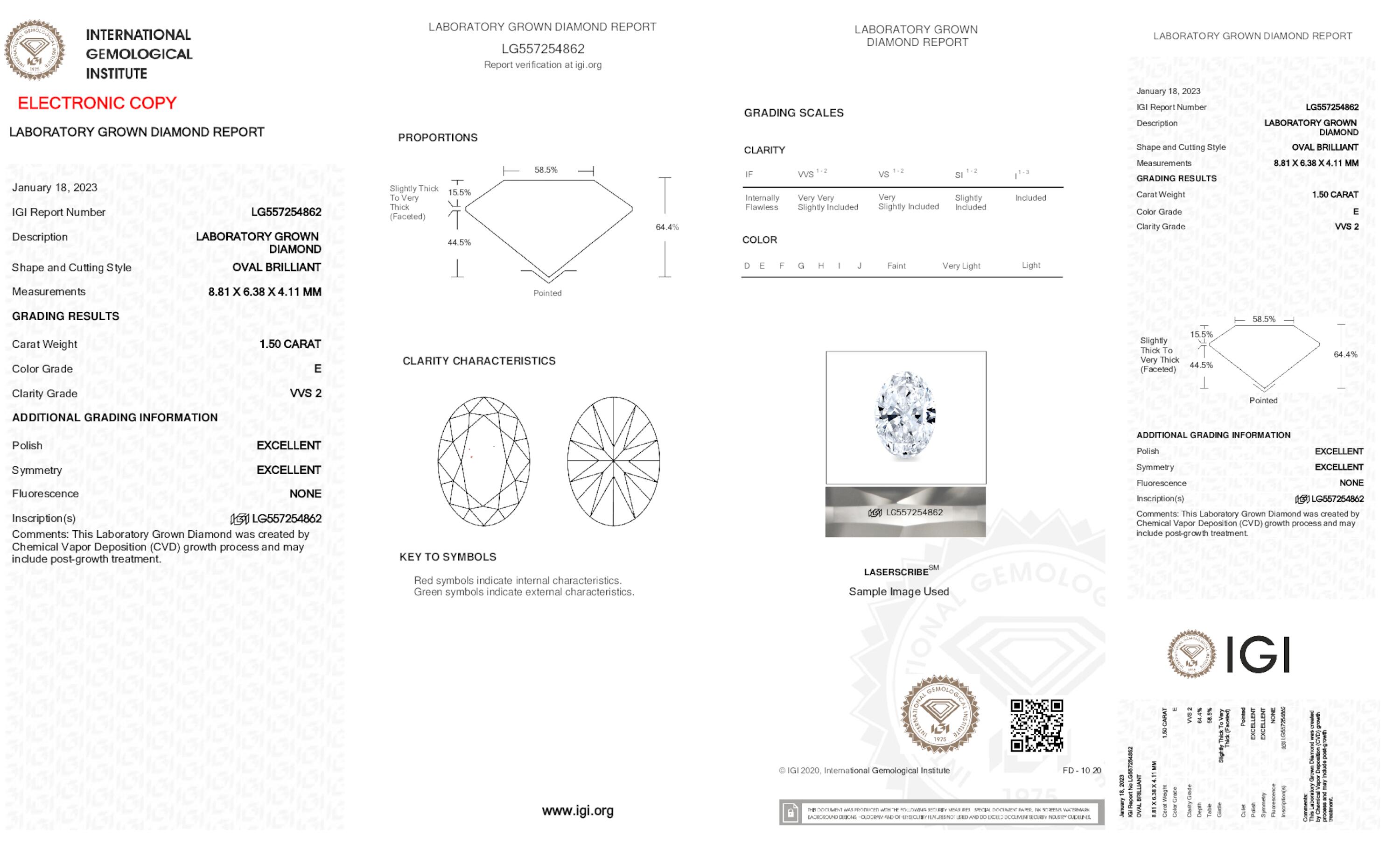 1.50 ct E VVS2 Oval cut Diamond