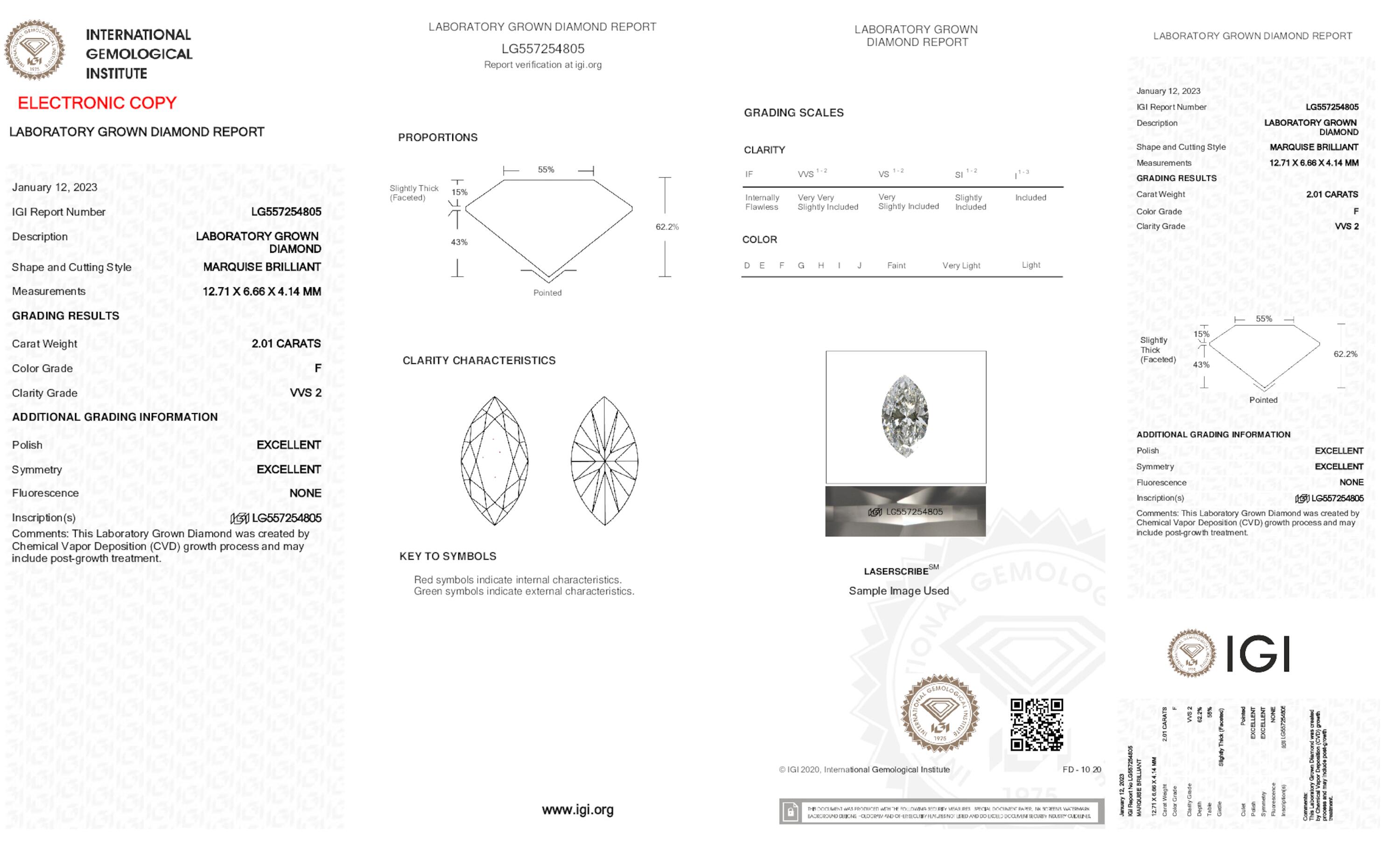 2.01 ct F VVS2 Marquise cut Diamond