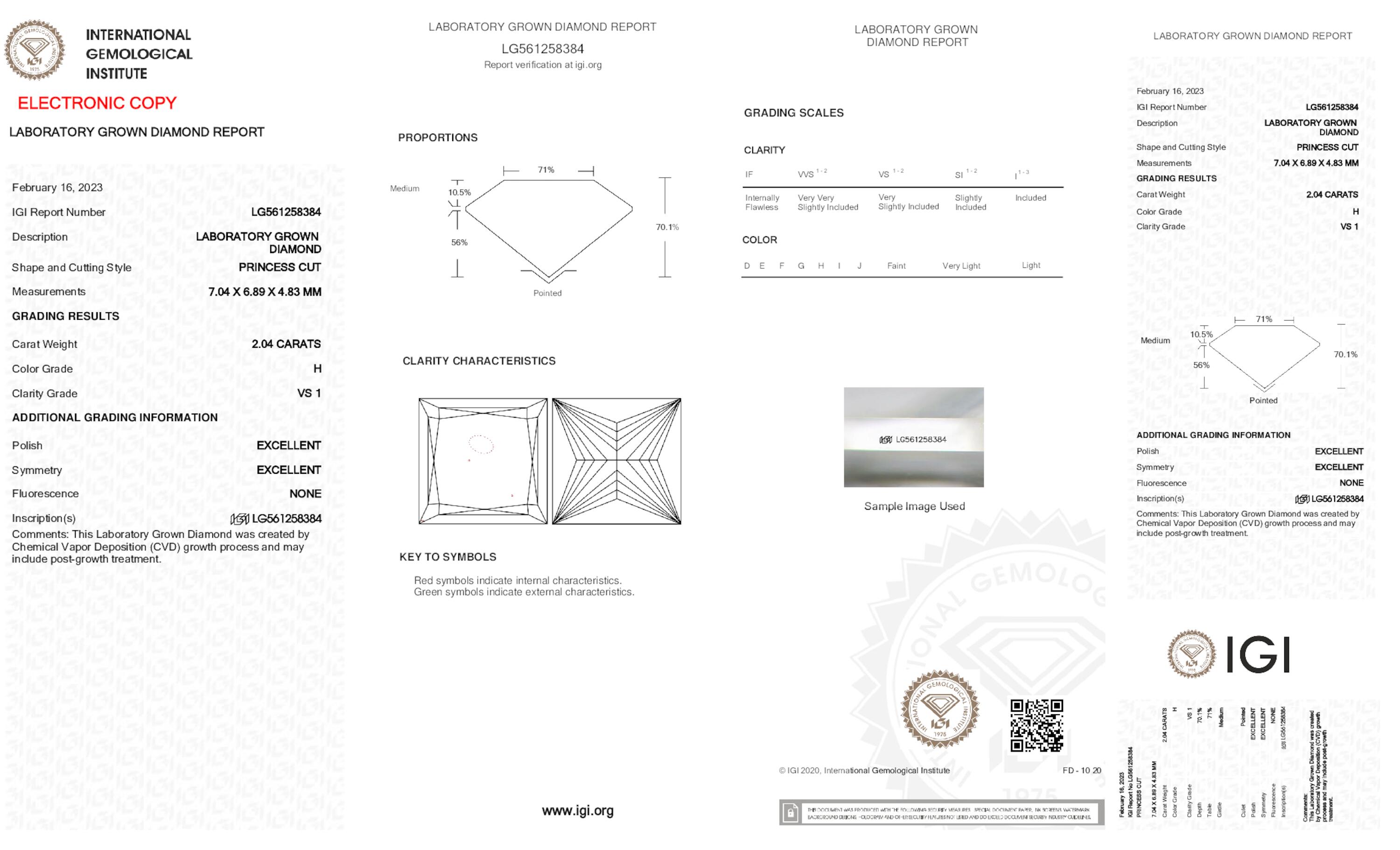 2.04 ct H VS1 Princess cut Diamond