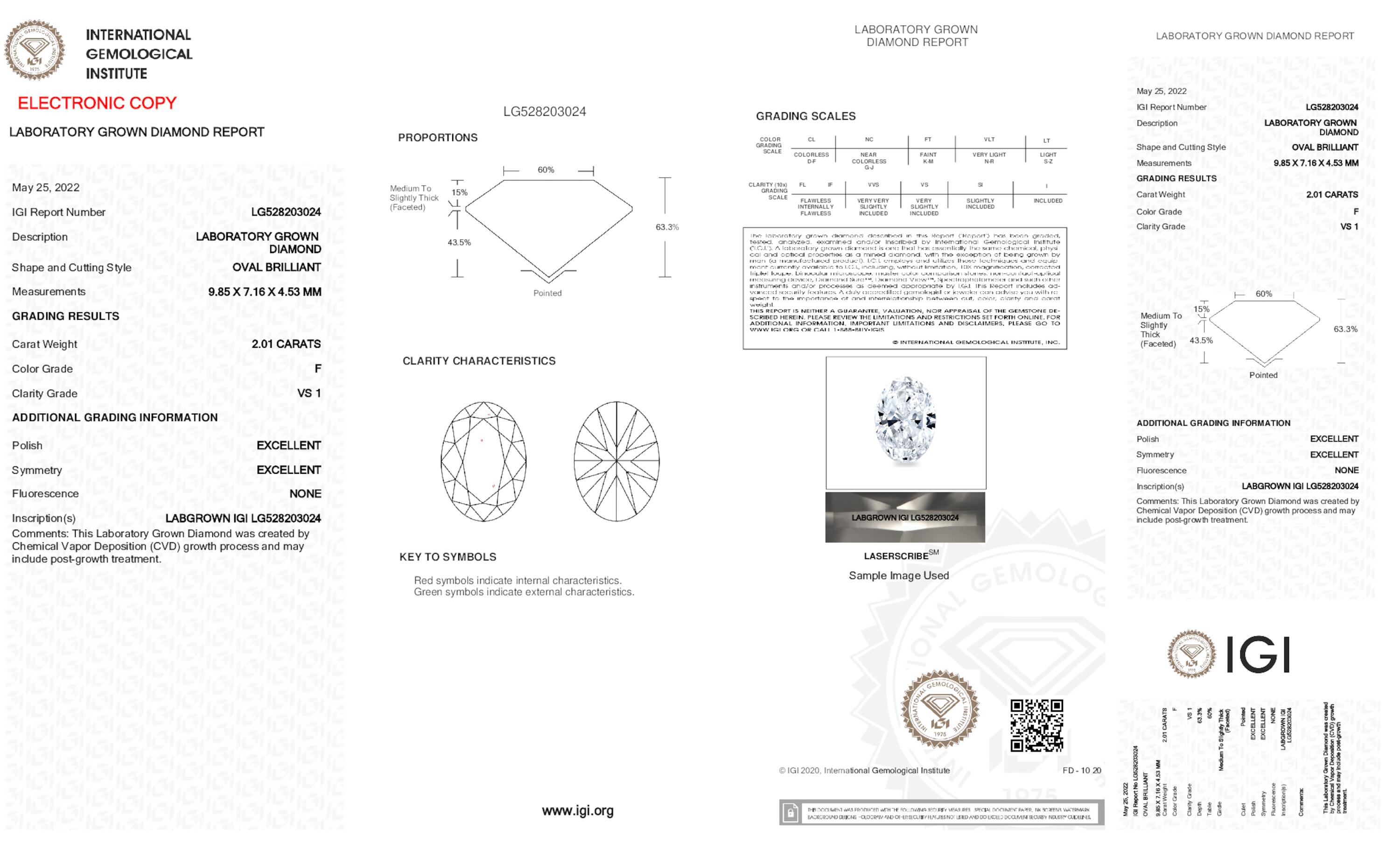 2.01 ct F VS1 Oval cut Diamond