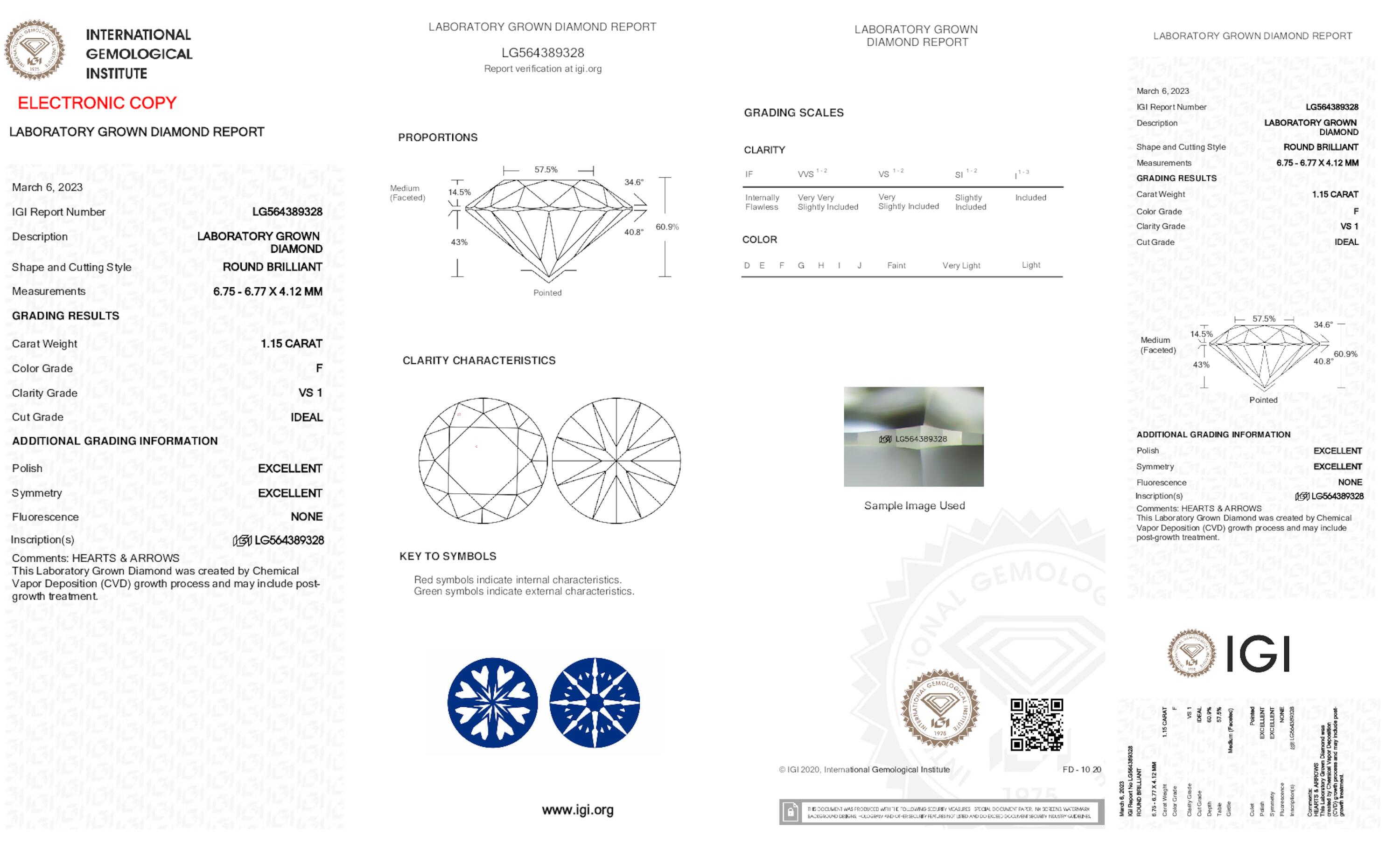 1.15 ct F VS1 Round cut Diamond