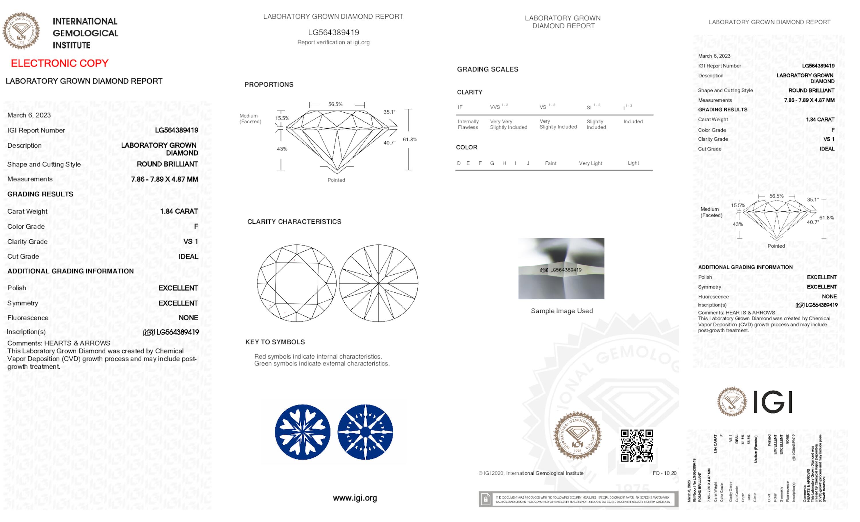 1.84 ct F VS1 Round cut Diamond