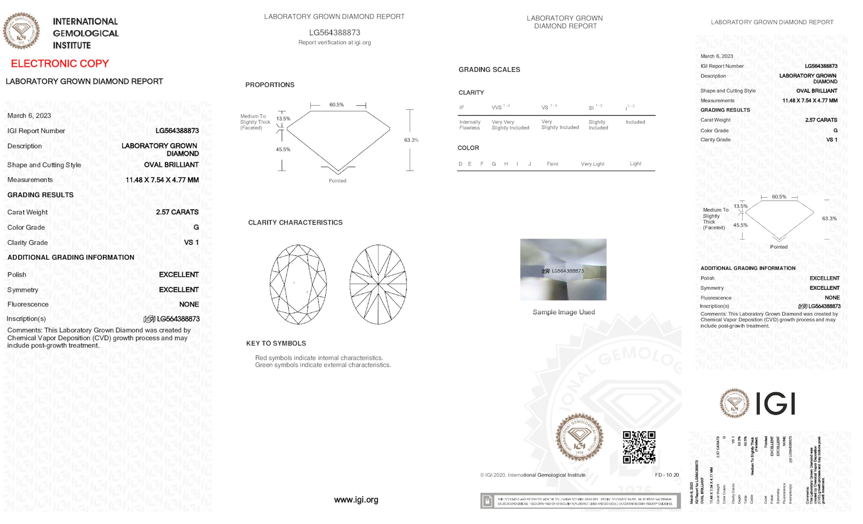 2,57 ct G VS1 Diamante talla ovalada 