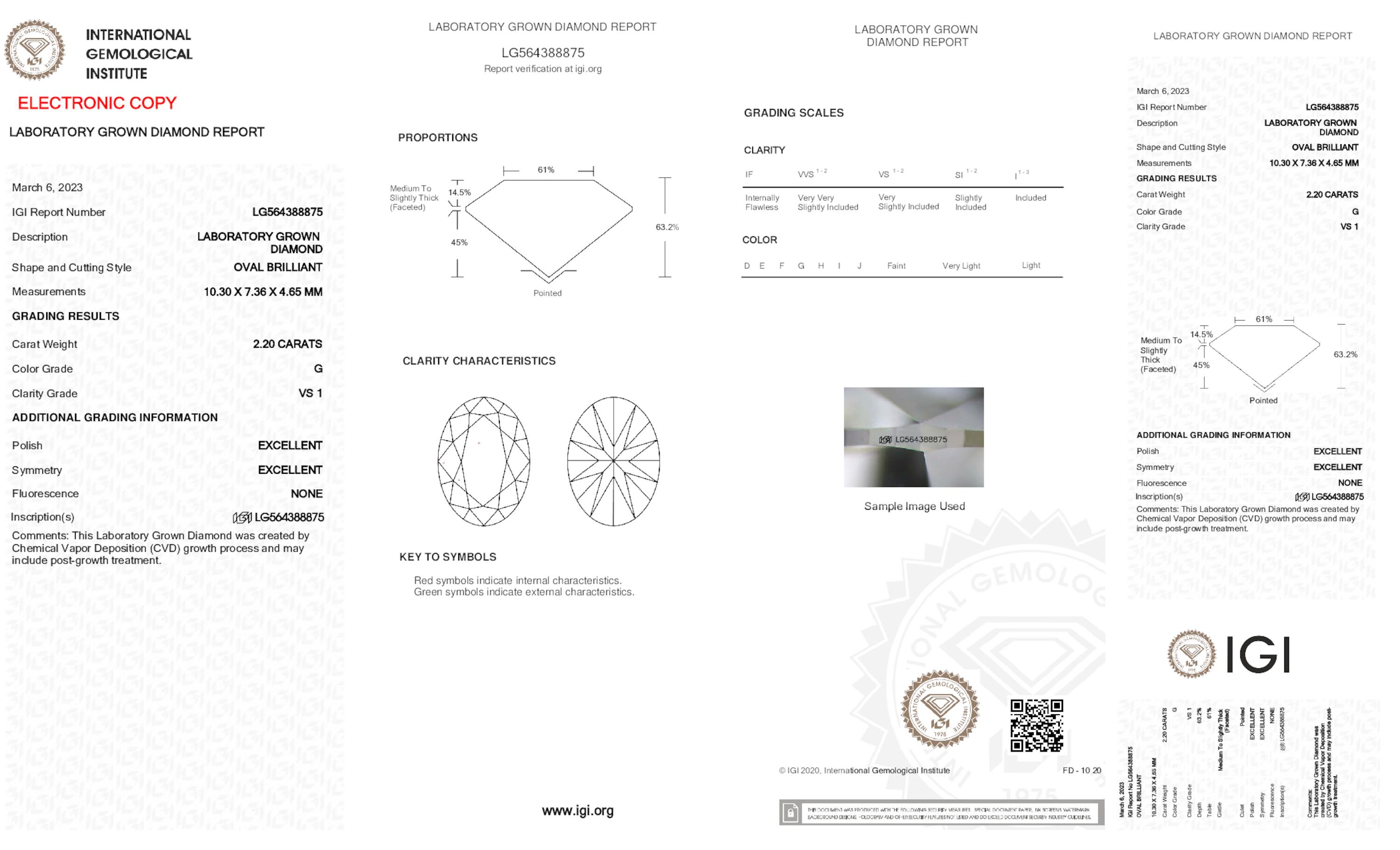 2,20 ct G VS1 Diamante talla ovalada 