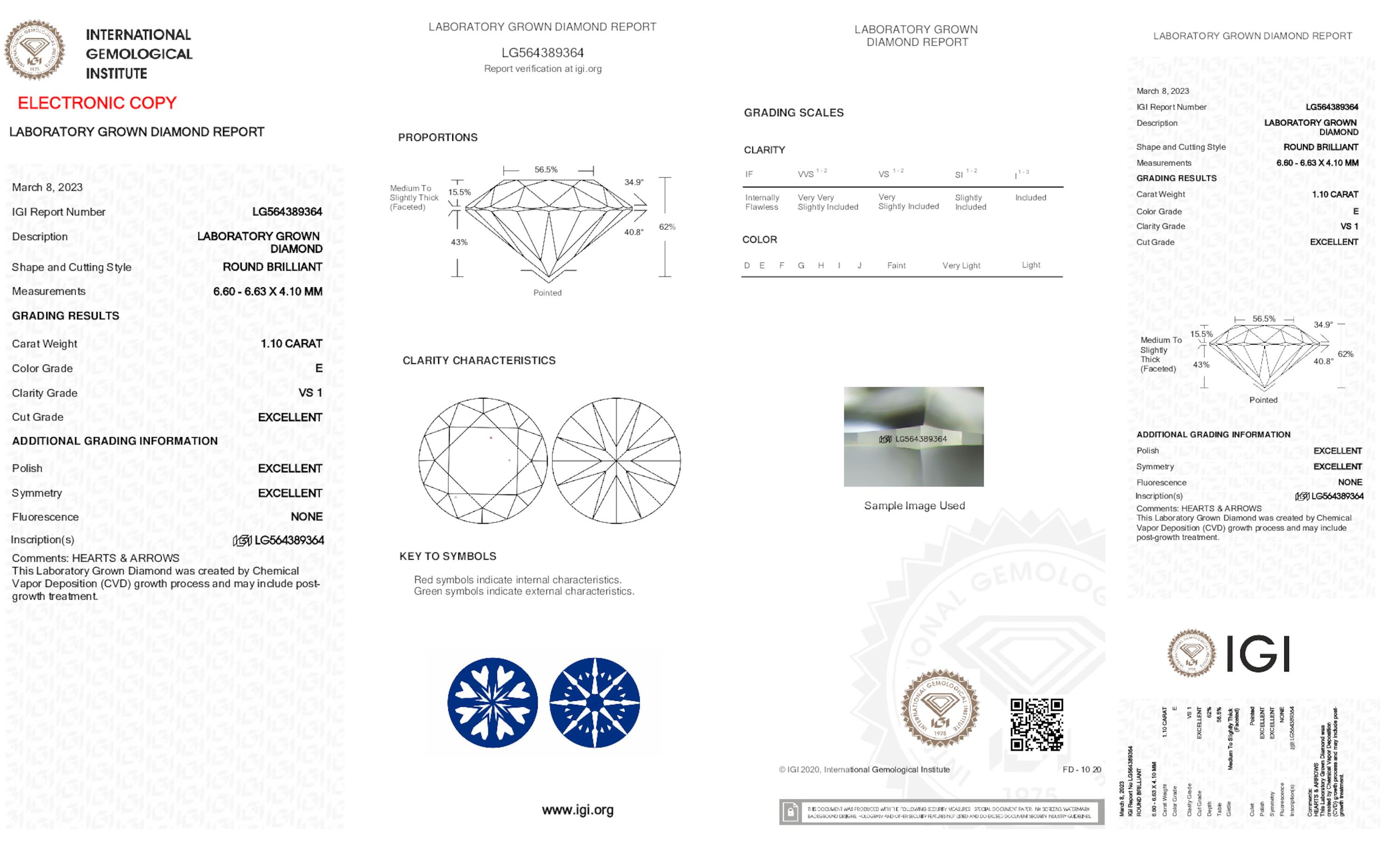 1.10 ct E VS1 Round cut Diamond